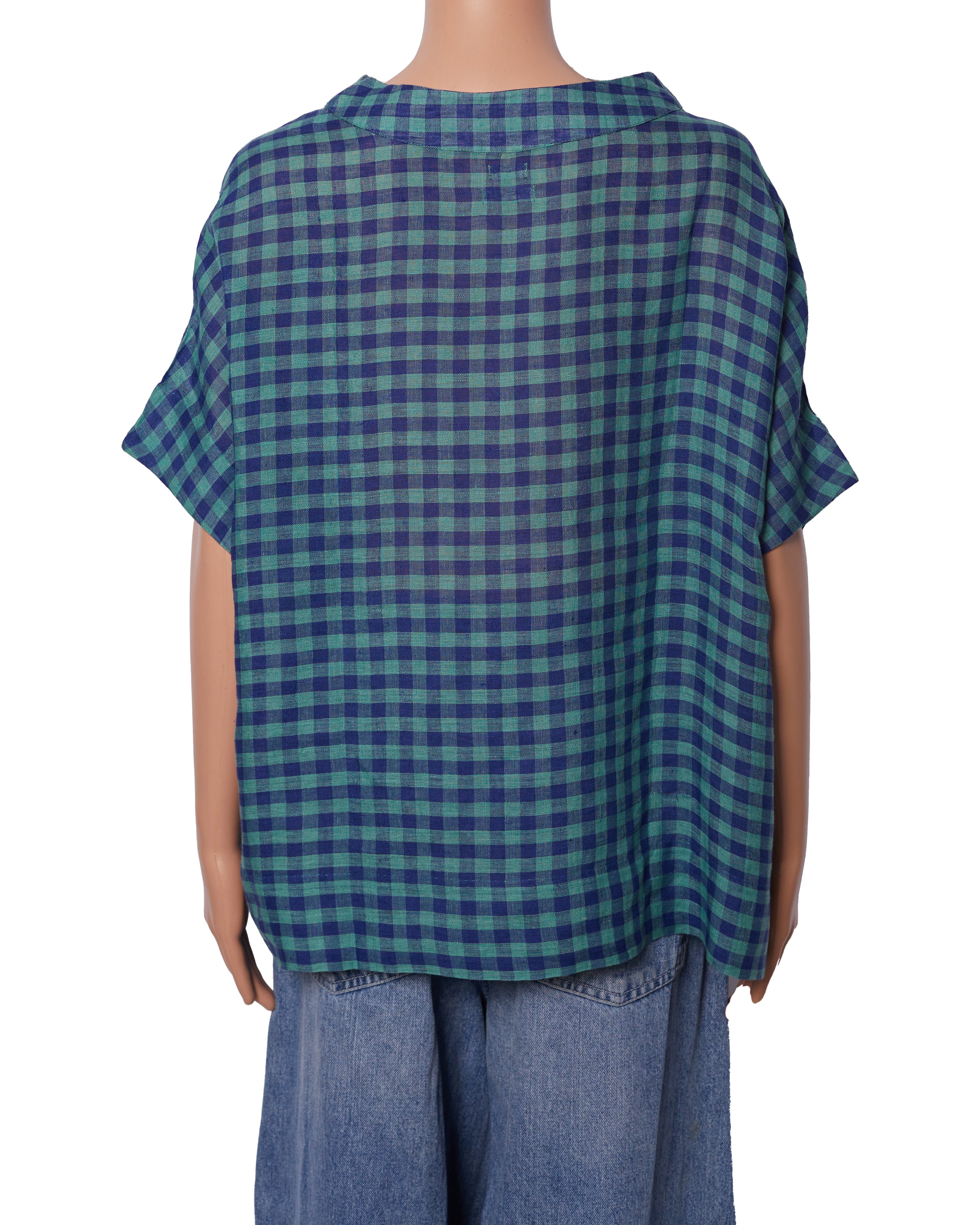 New Eka Clary Top In Blue Checks