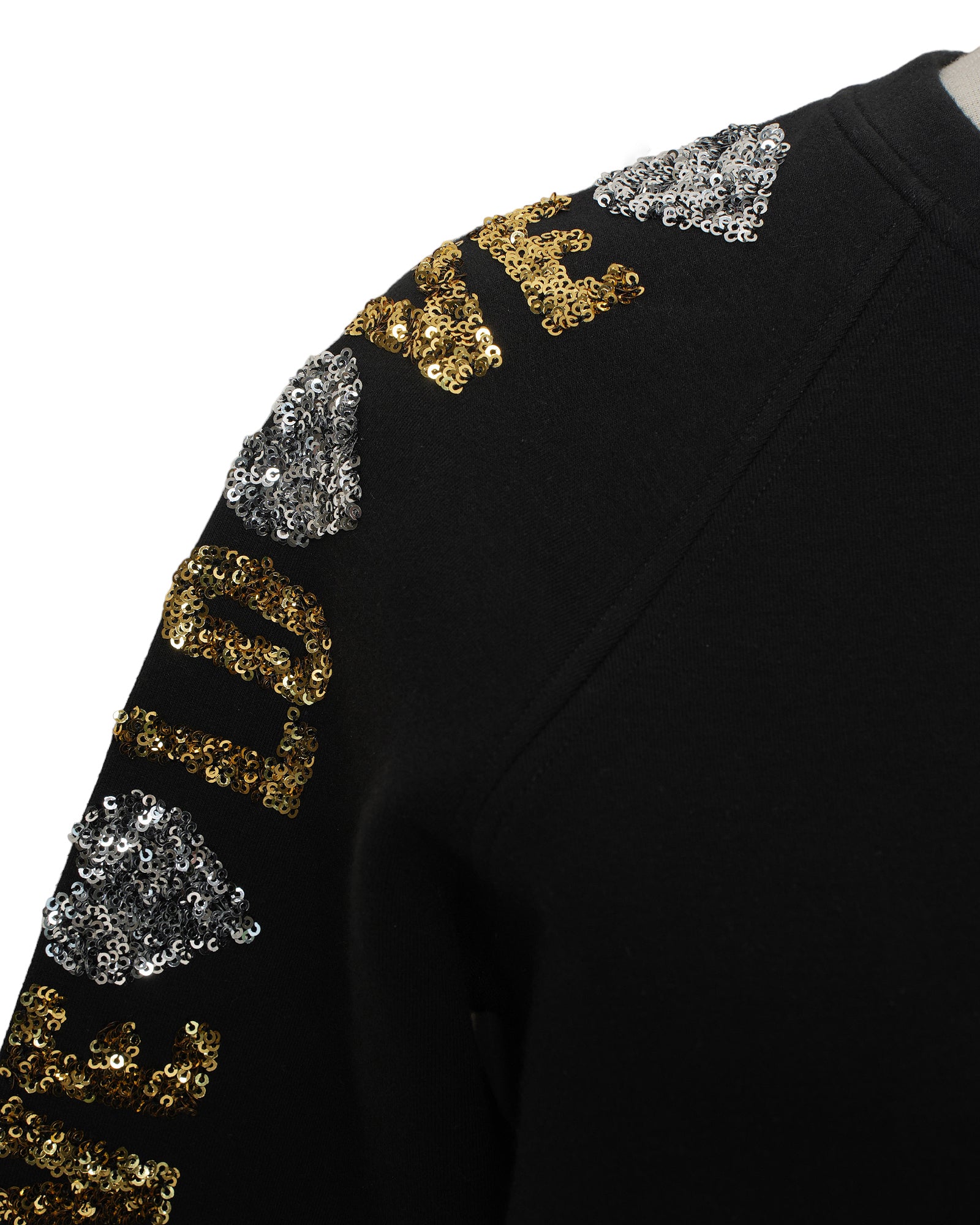 Maje Sweatshirt Black With Sequence On Sleeves