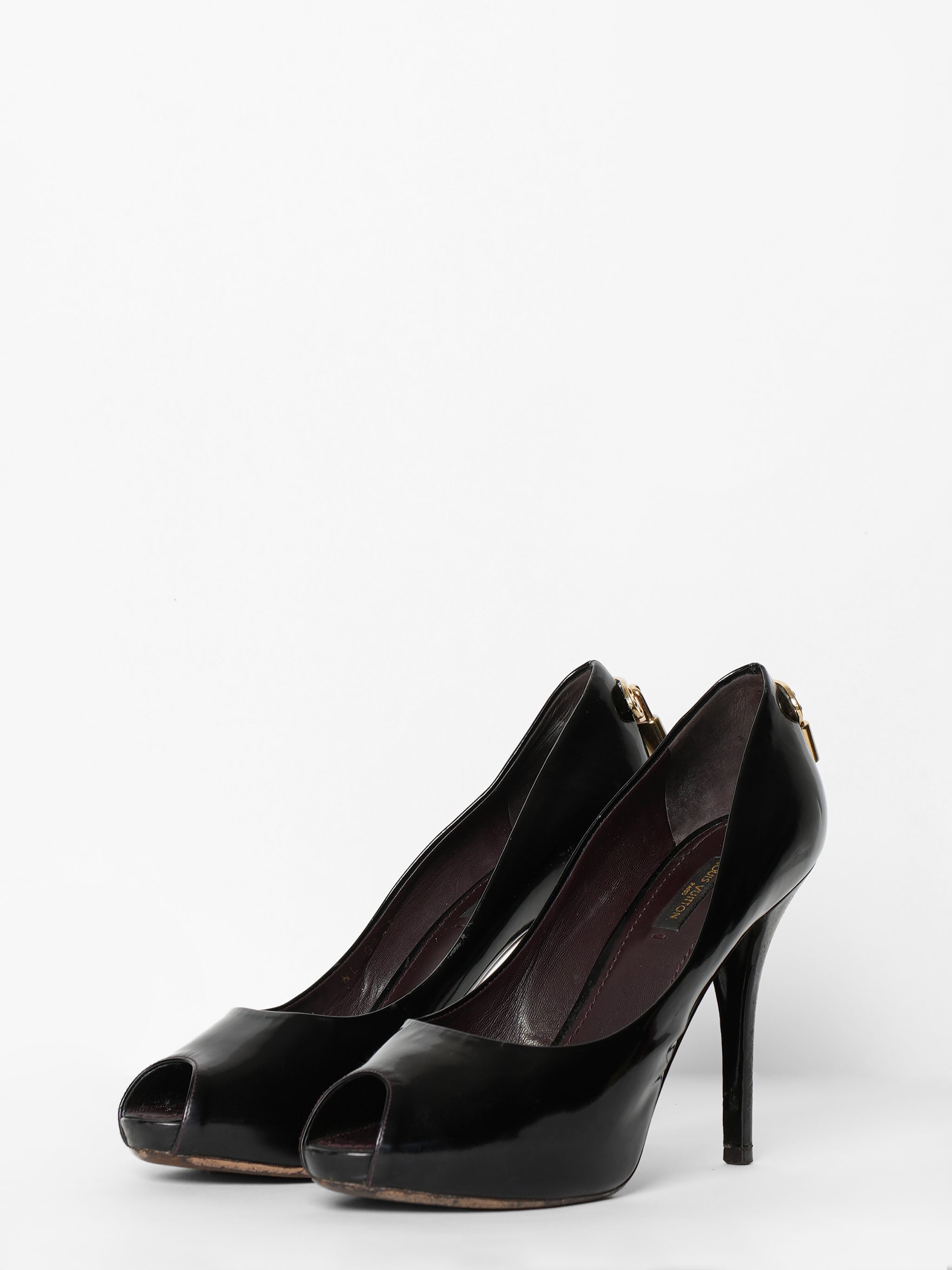 Louis Vuitton Burgundy Patent Leather Oh Really! Peep Toe Pumps