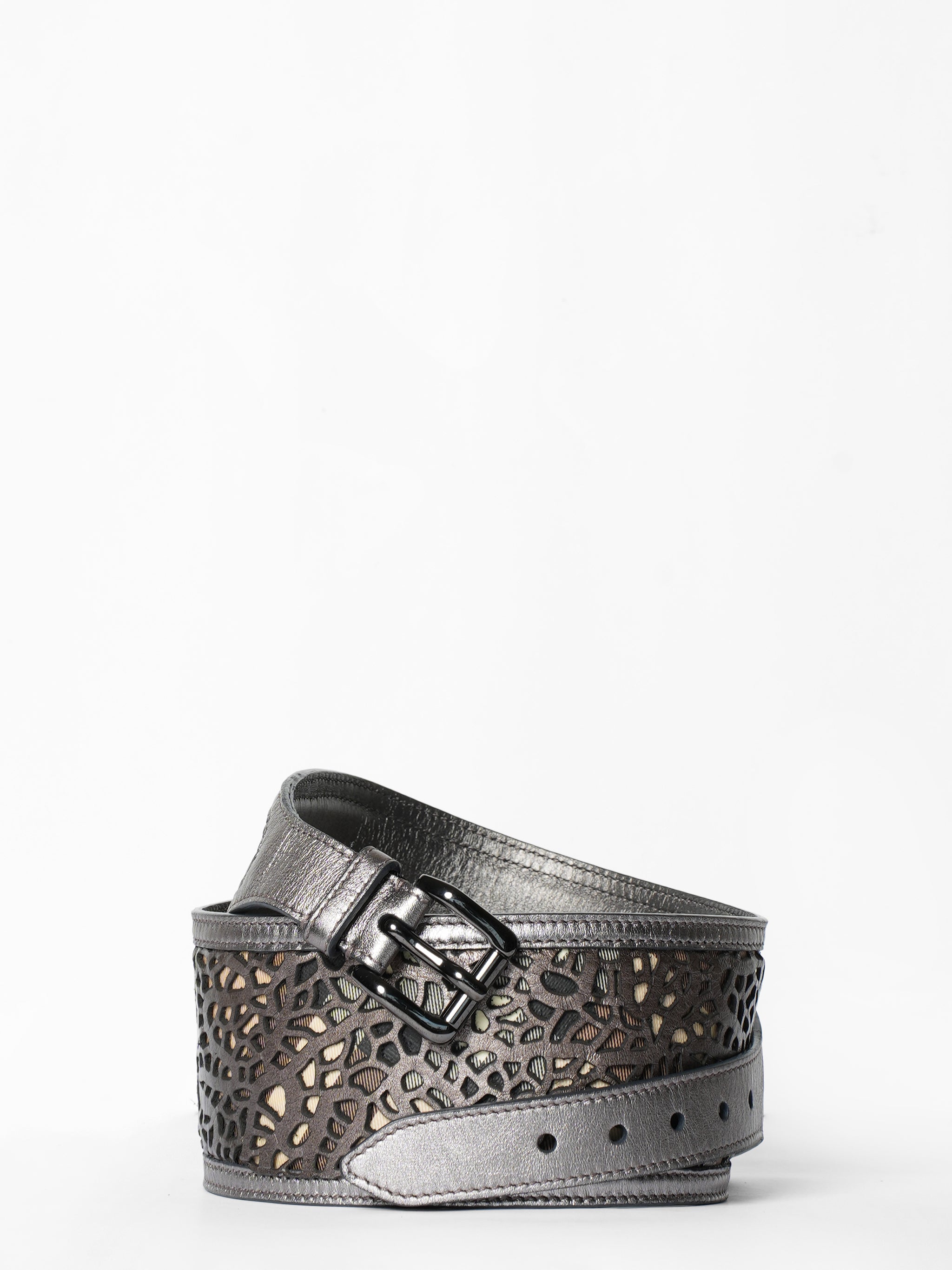 New With Tag Burberry Silver Cutwork Belt