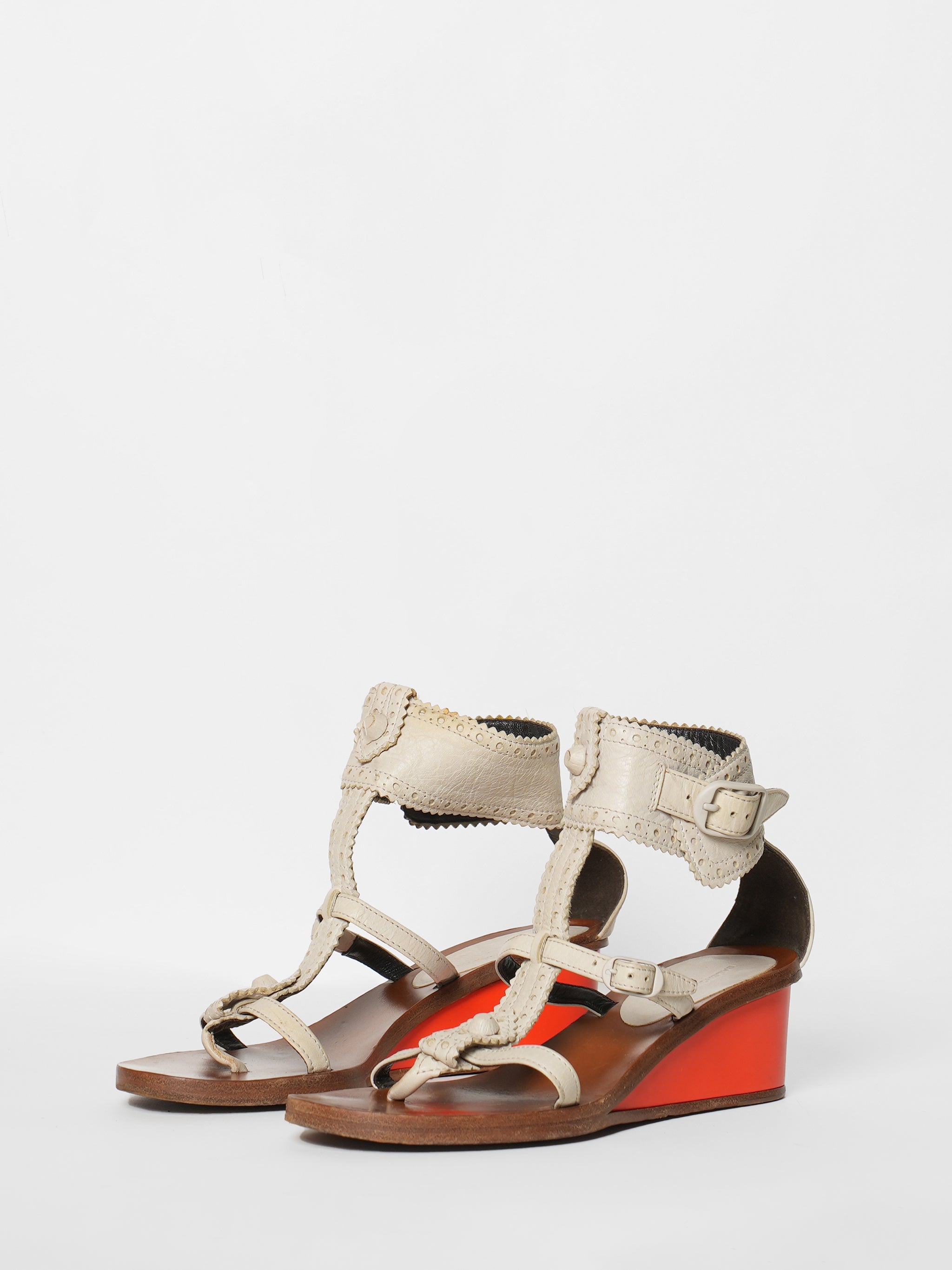 Balenciaga White Leather Wedge Sandle