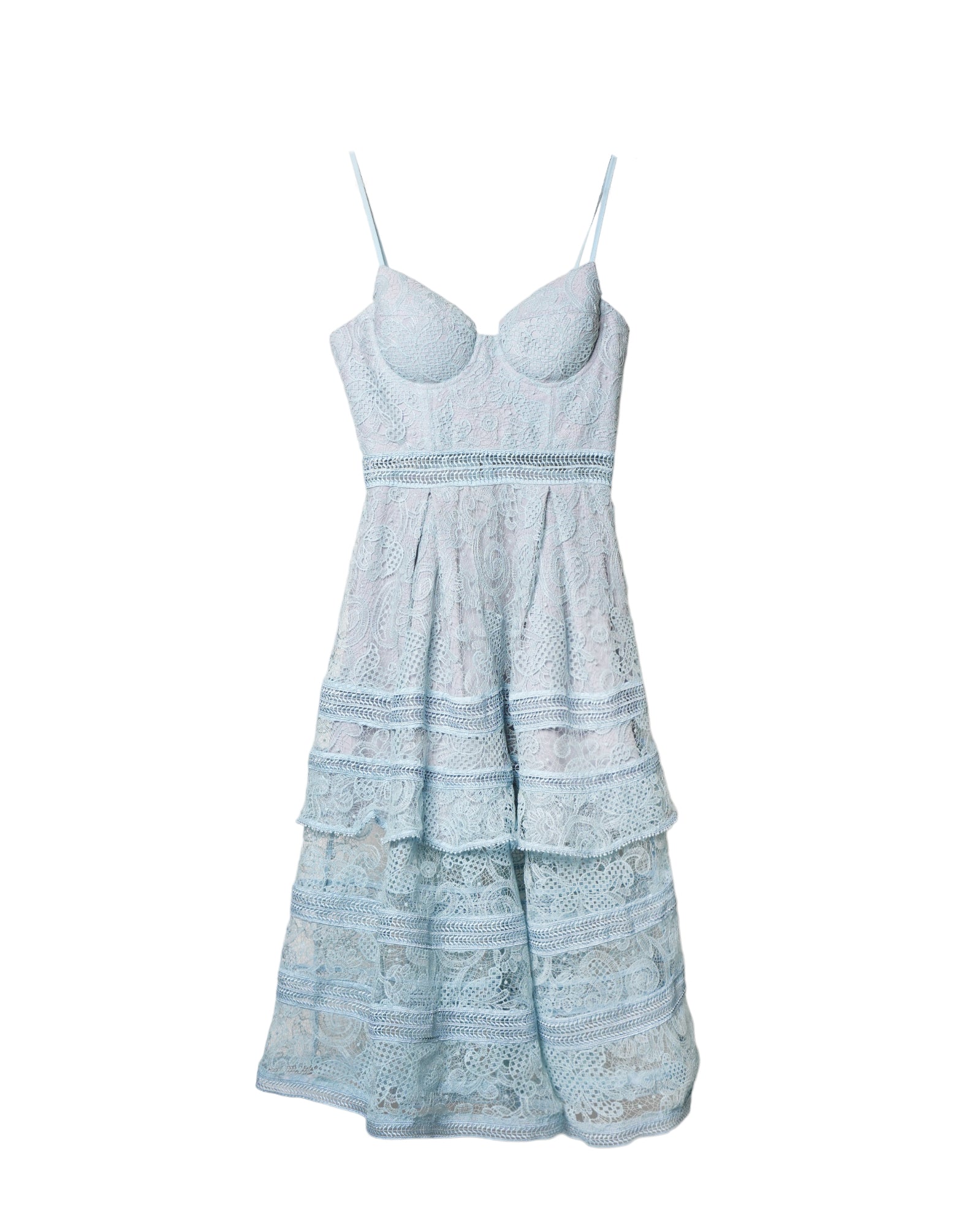 Self Potrait Blue Lace A-Line Bustier Dress