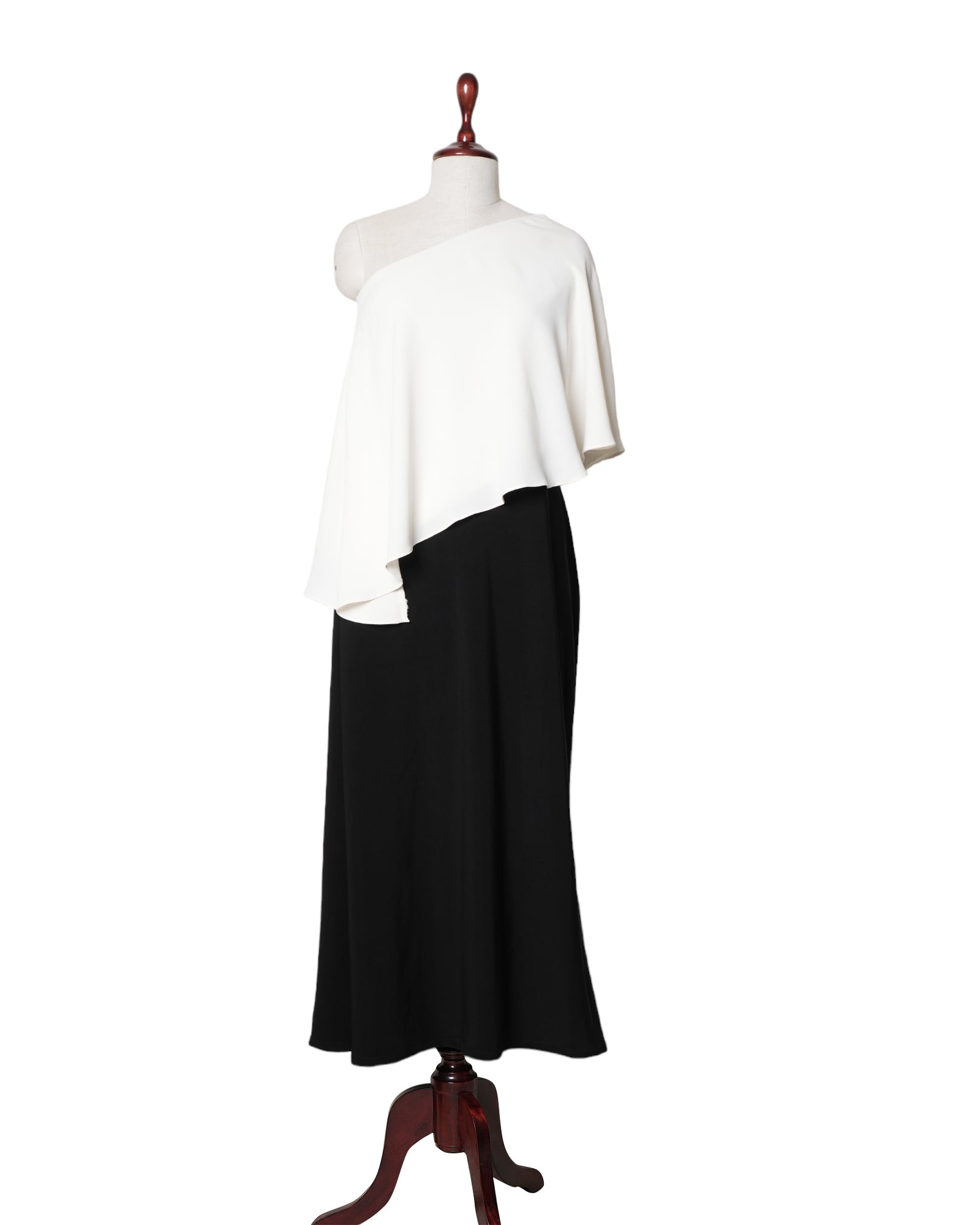 Lauren By Ralph Lauren Black White One Shoulder Long Dress