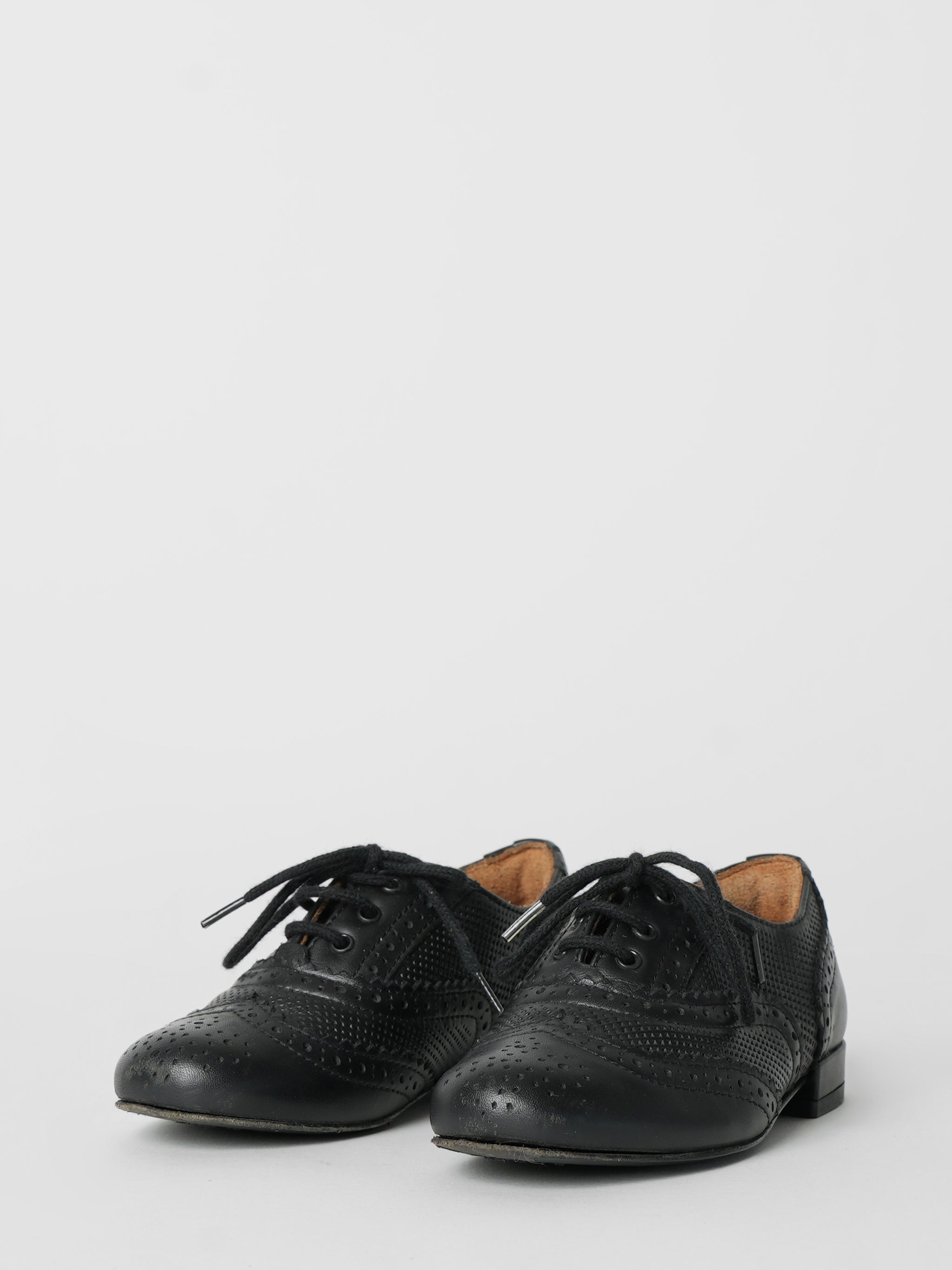 Gucci Toddler Black Wingtip GG Logo Laceup Oxford Shoes