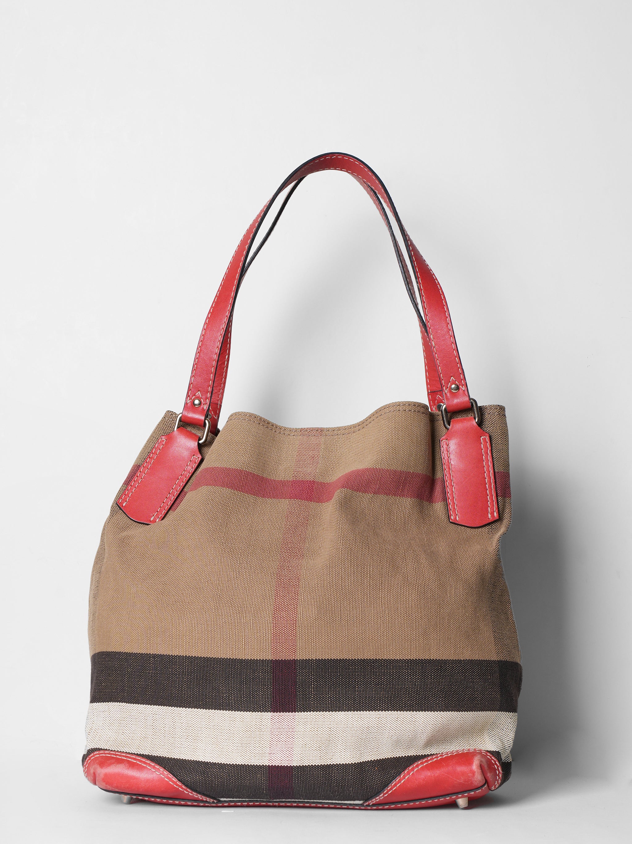 Burberry Canvas Mega Check Medium Ashby Hobo Saddle Bag