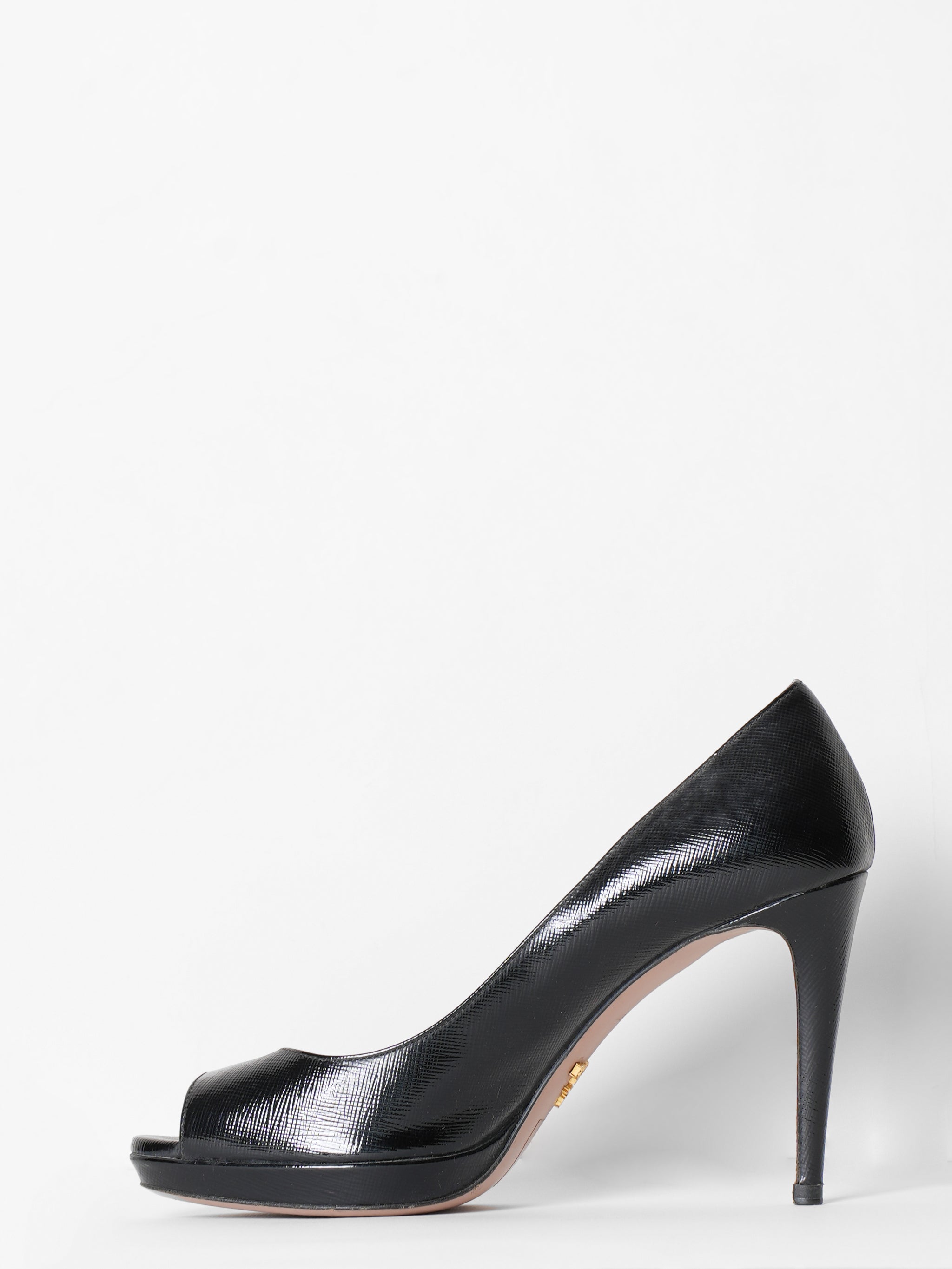 Prada Peep Toe Black Stilettos