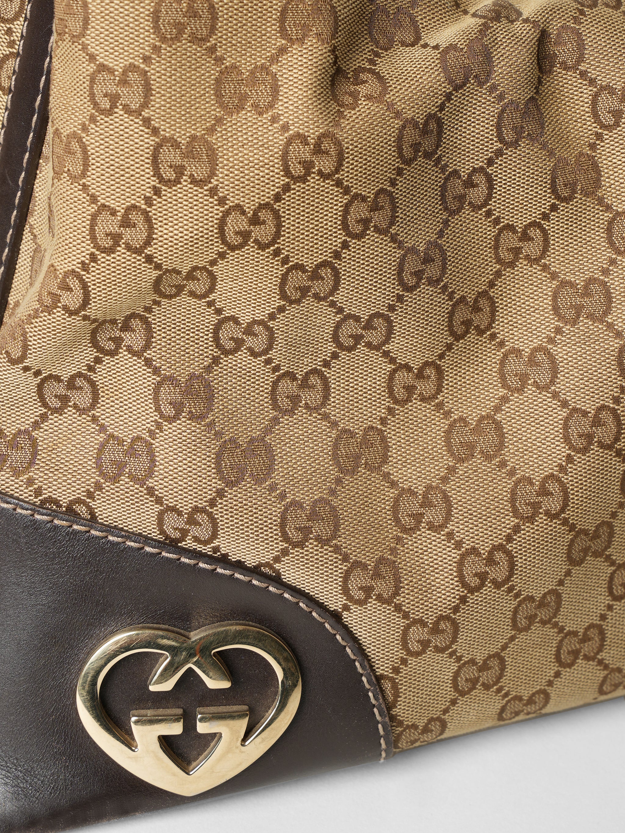 Gucci Lovely Heart Hobo GG Canvas Bag