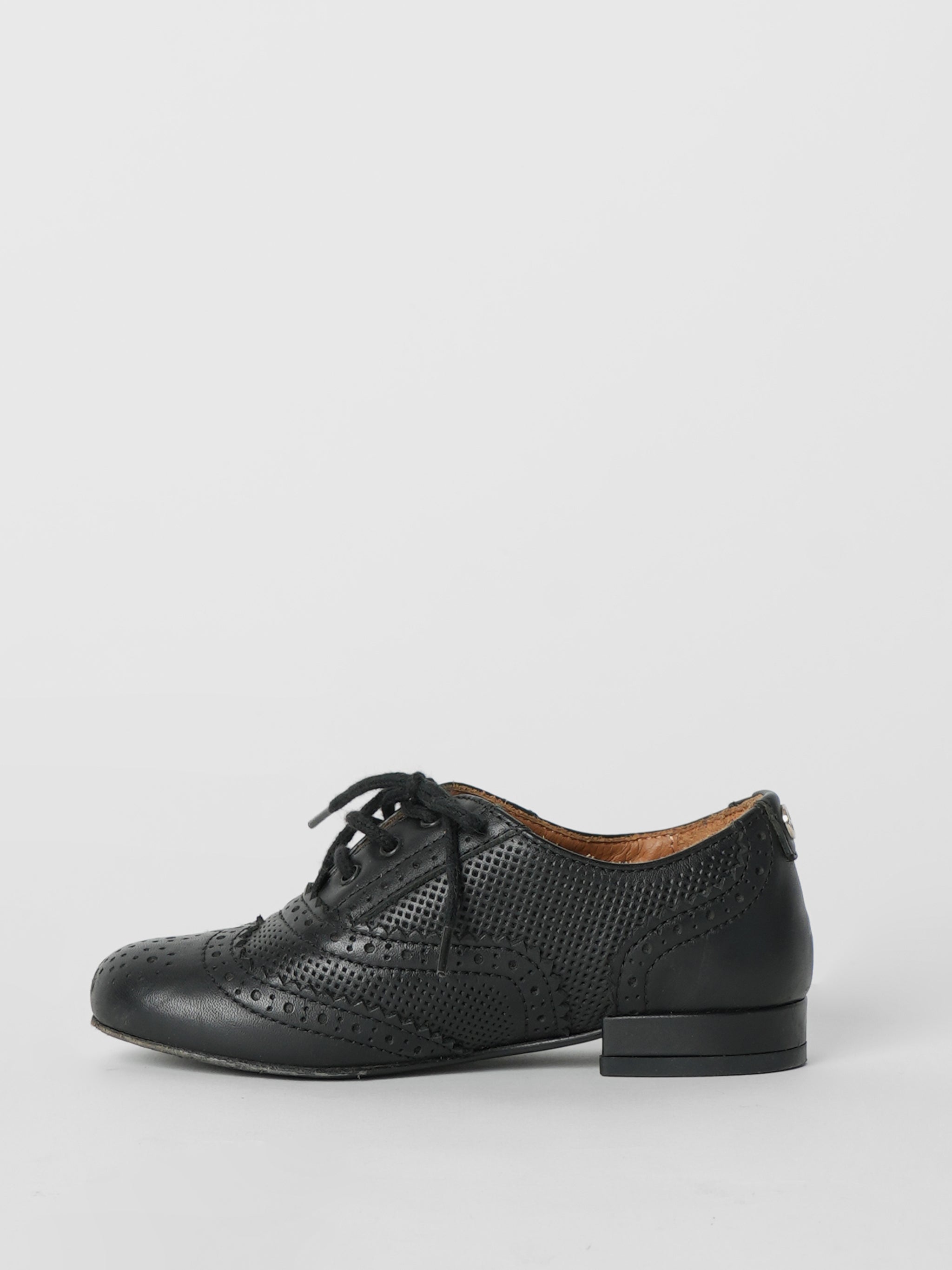 Gucci Toddler Black Wingtip GG Logo Laceup Oxford Shoes