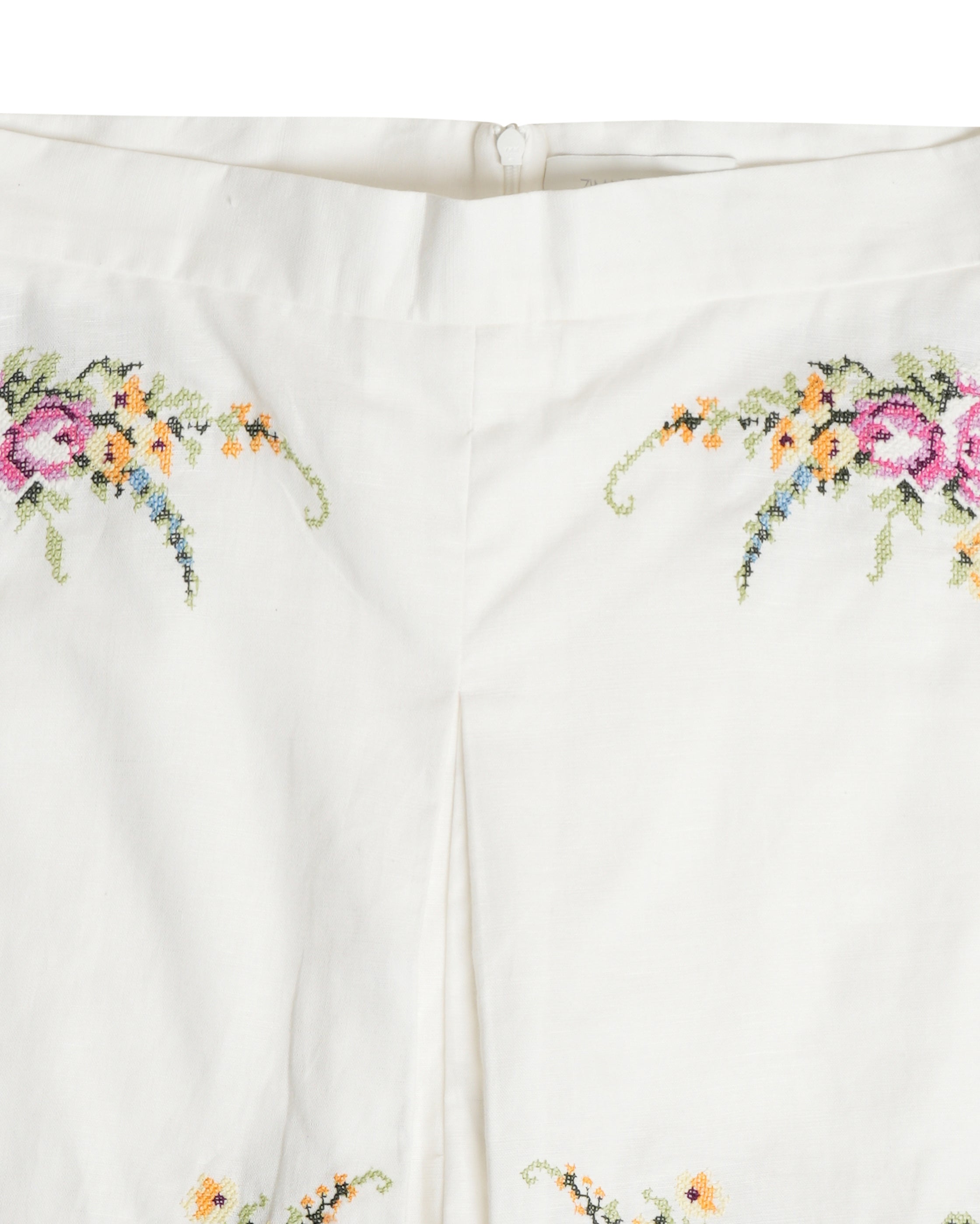 Zimmermann Cross Stitch Embroidered White Shorts