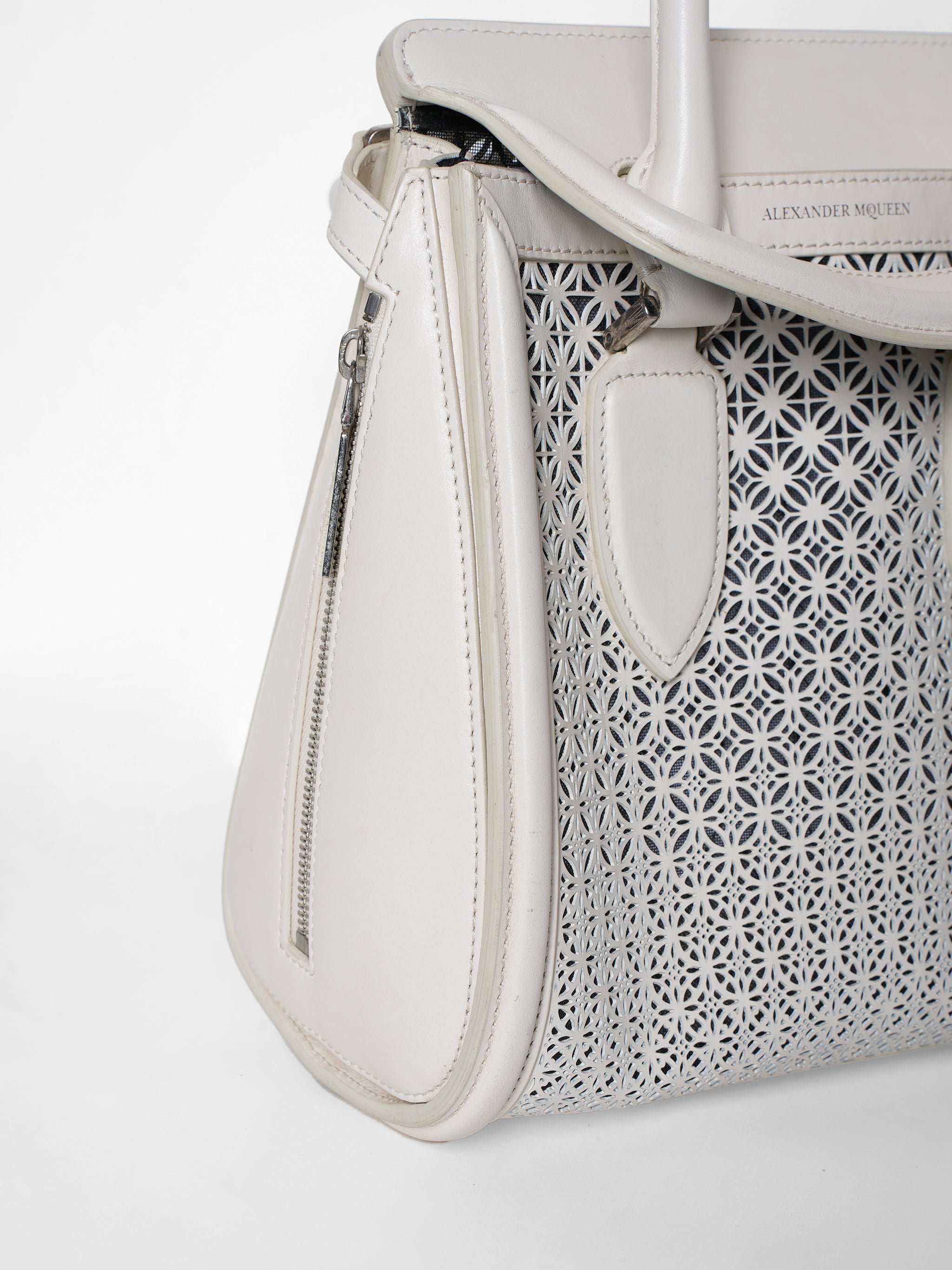 Alexander McQueen White Cutwork Handbag