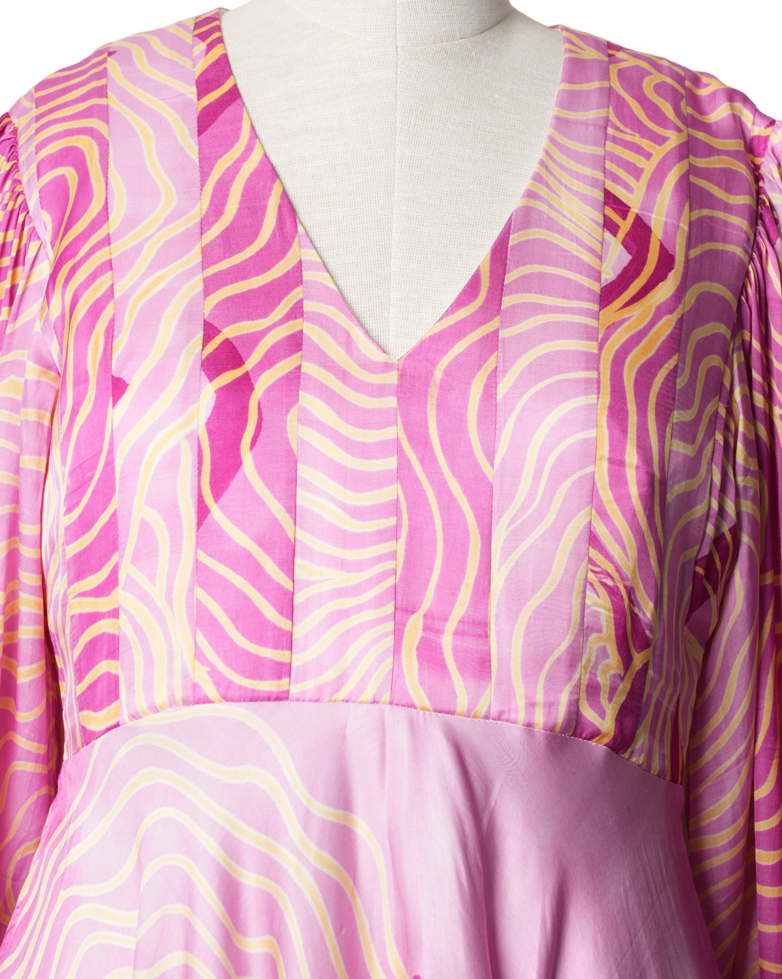 Vedika M Pink Satin Hand Painted Asymmetric Dress