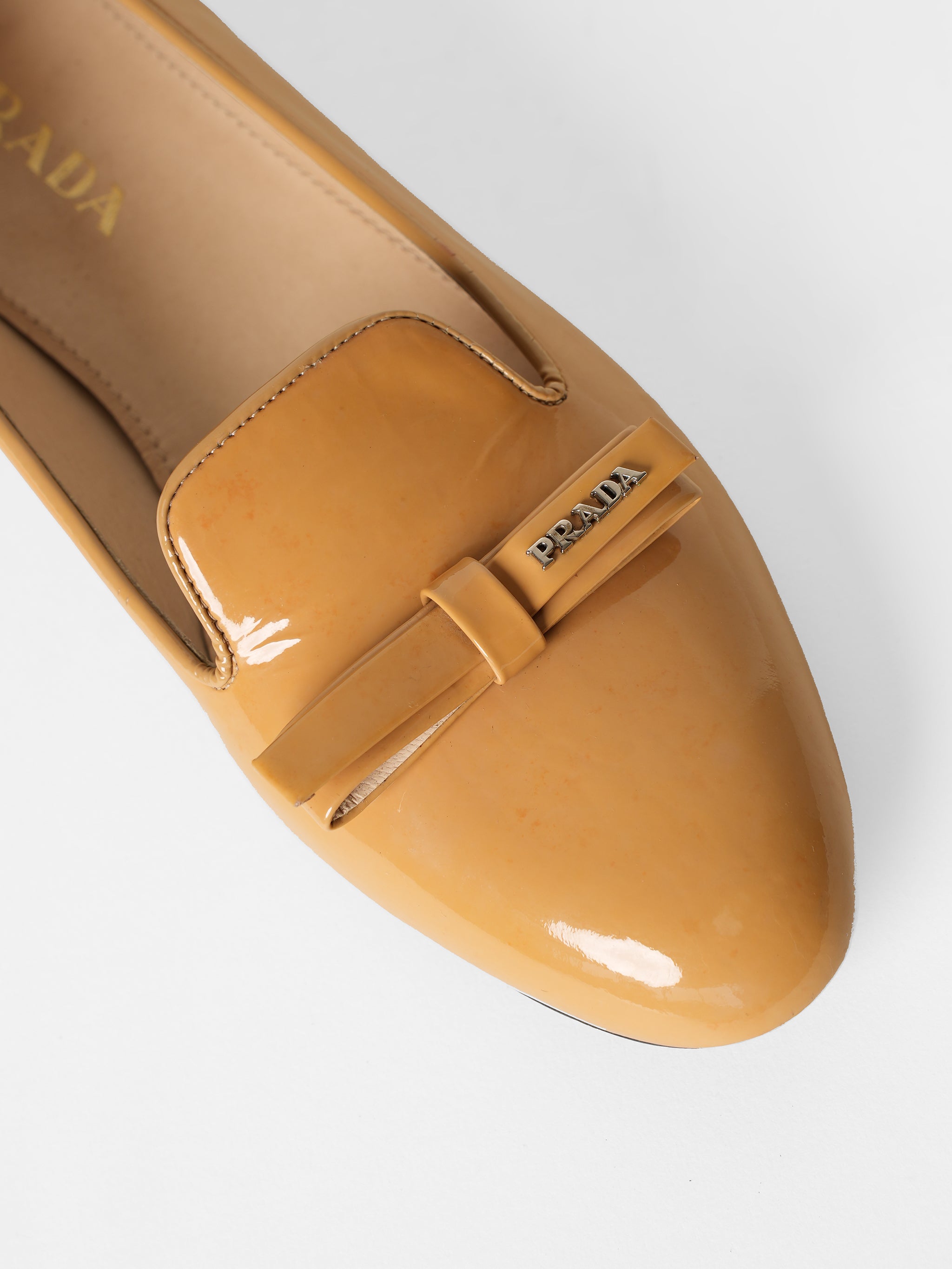 Prada Mustard Patent Leather Smoking Slippers