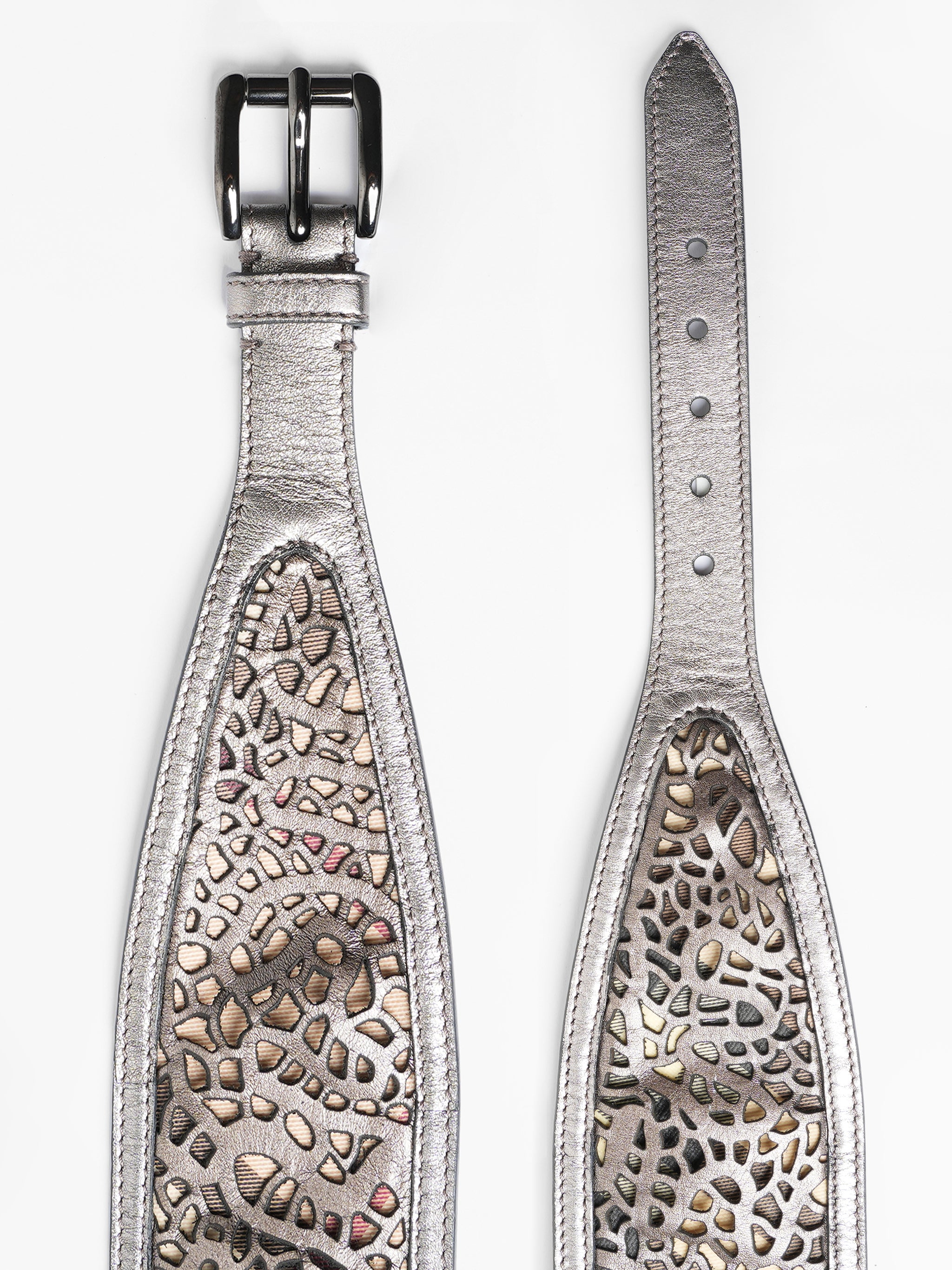 New With Tag Burberry Silver Cutwork Belt