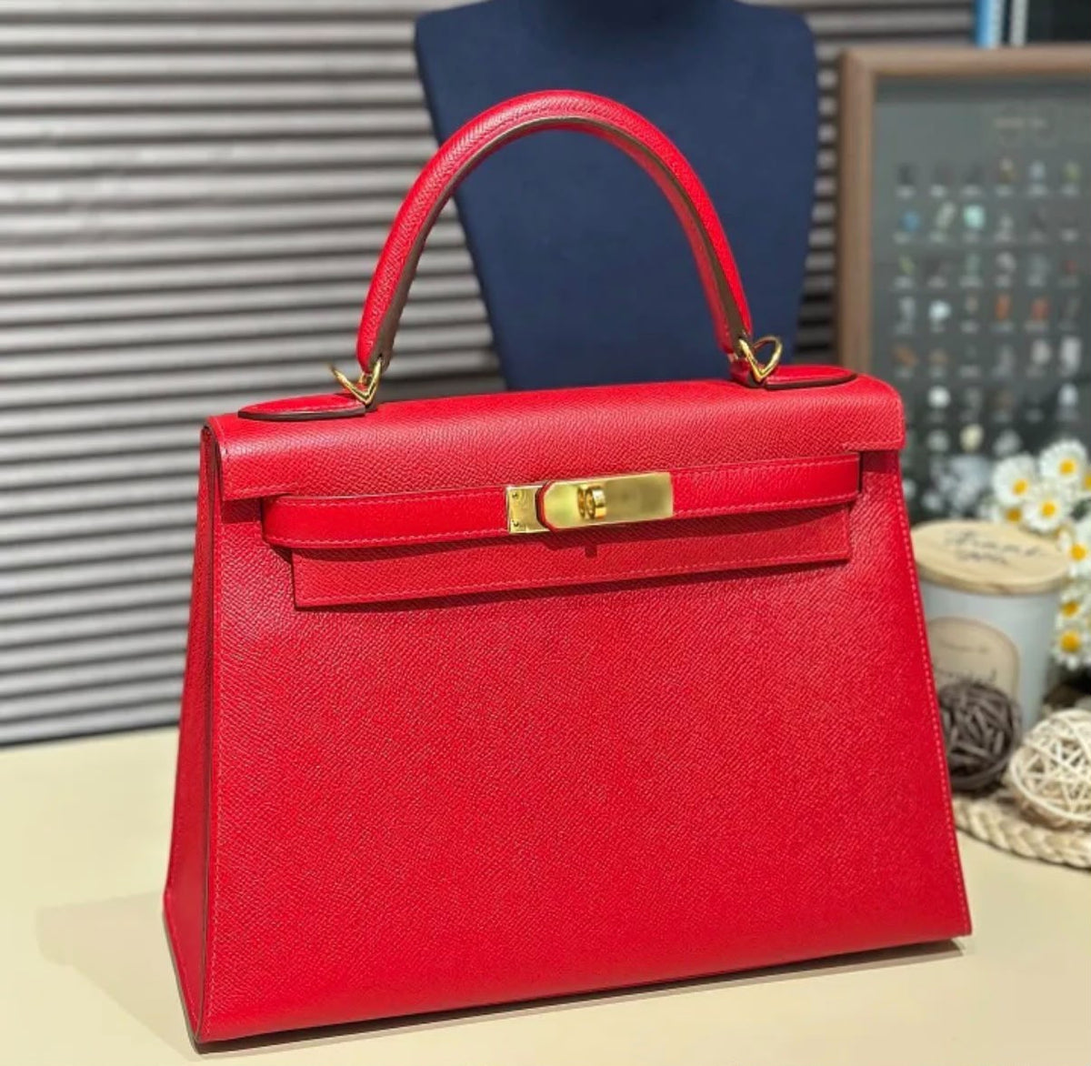 Hermes Kelly 28, Q5, ep leather x stamp