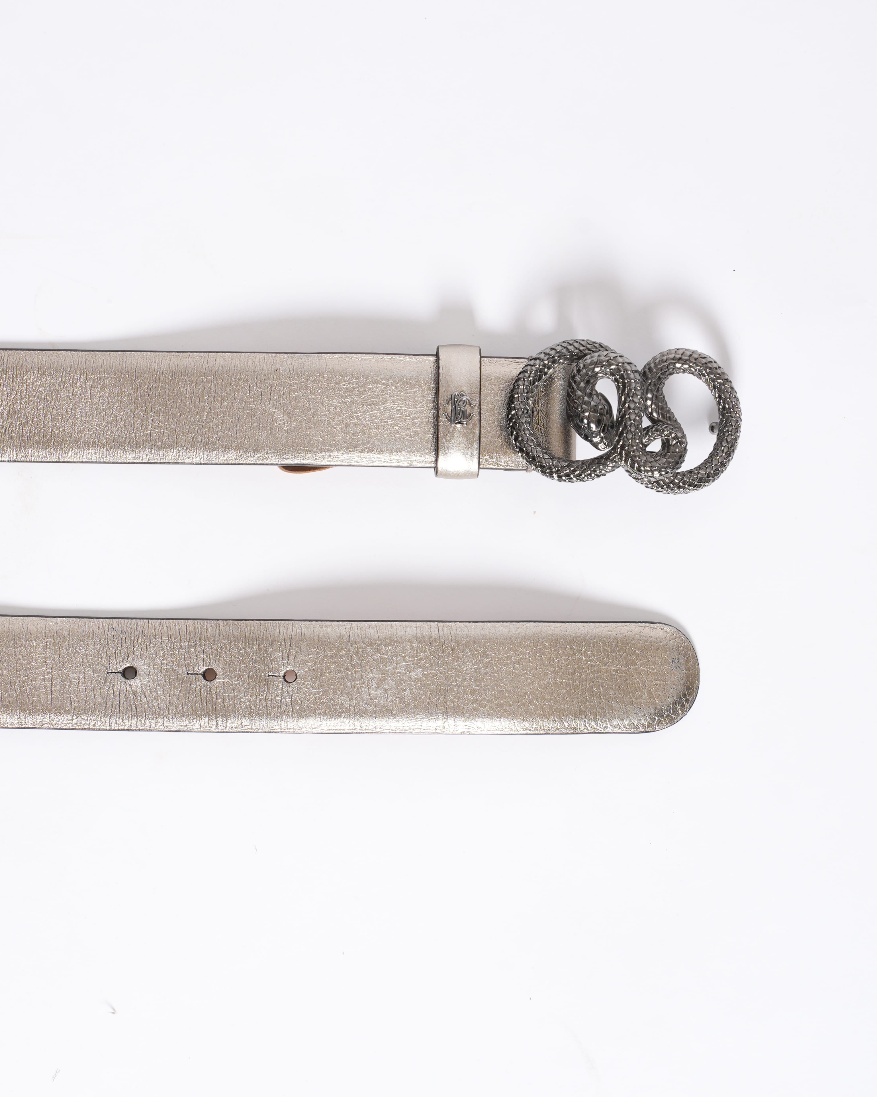 Roberto Cavalli Metallic Snake Buckle Belt