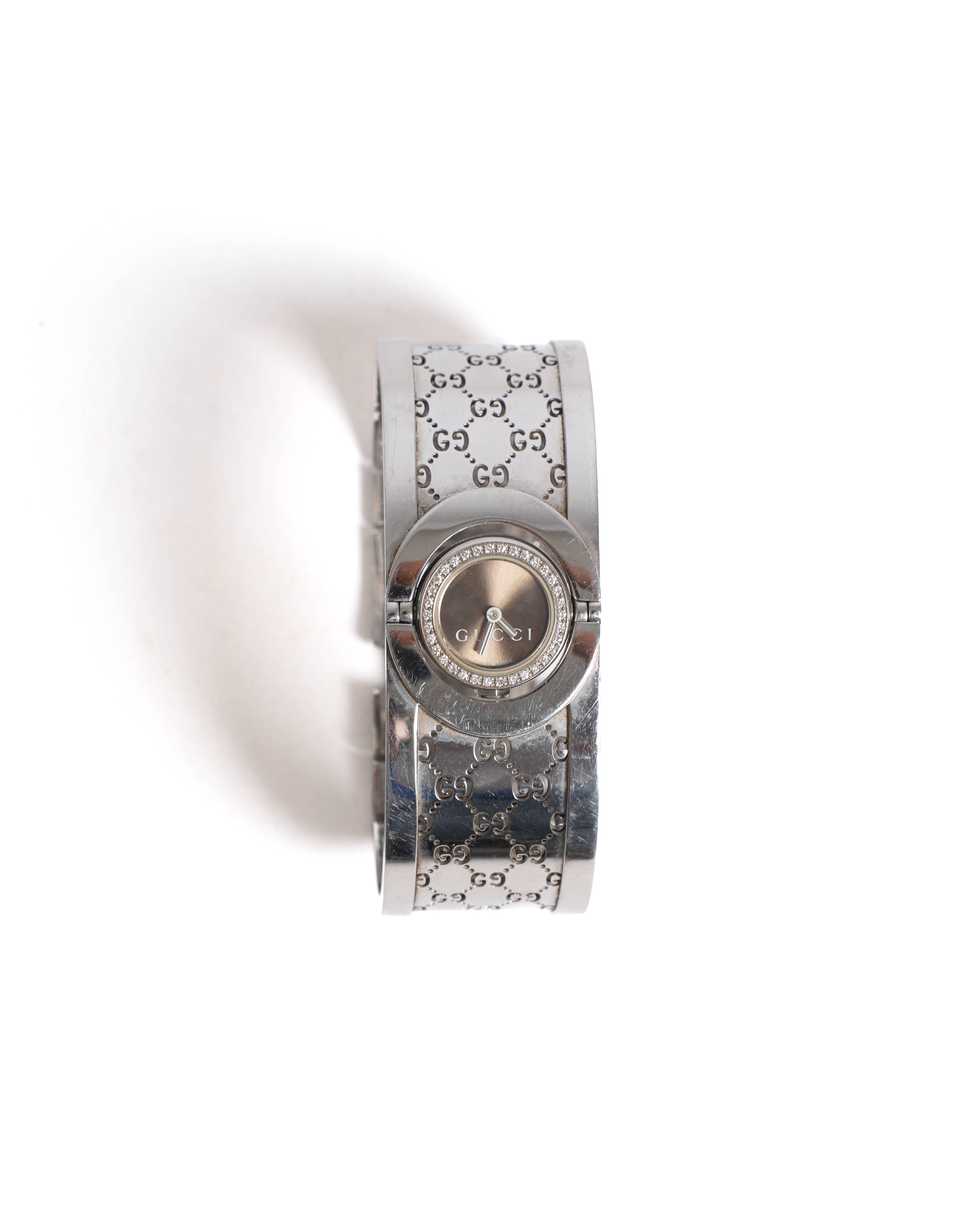 Gucci gg twirl 112 stainless steel twirl watch with diamonds