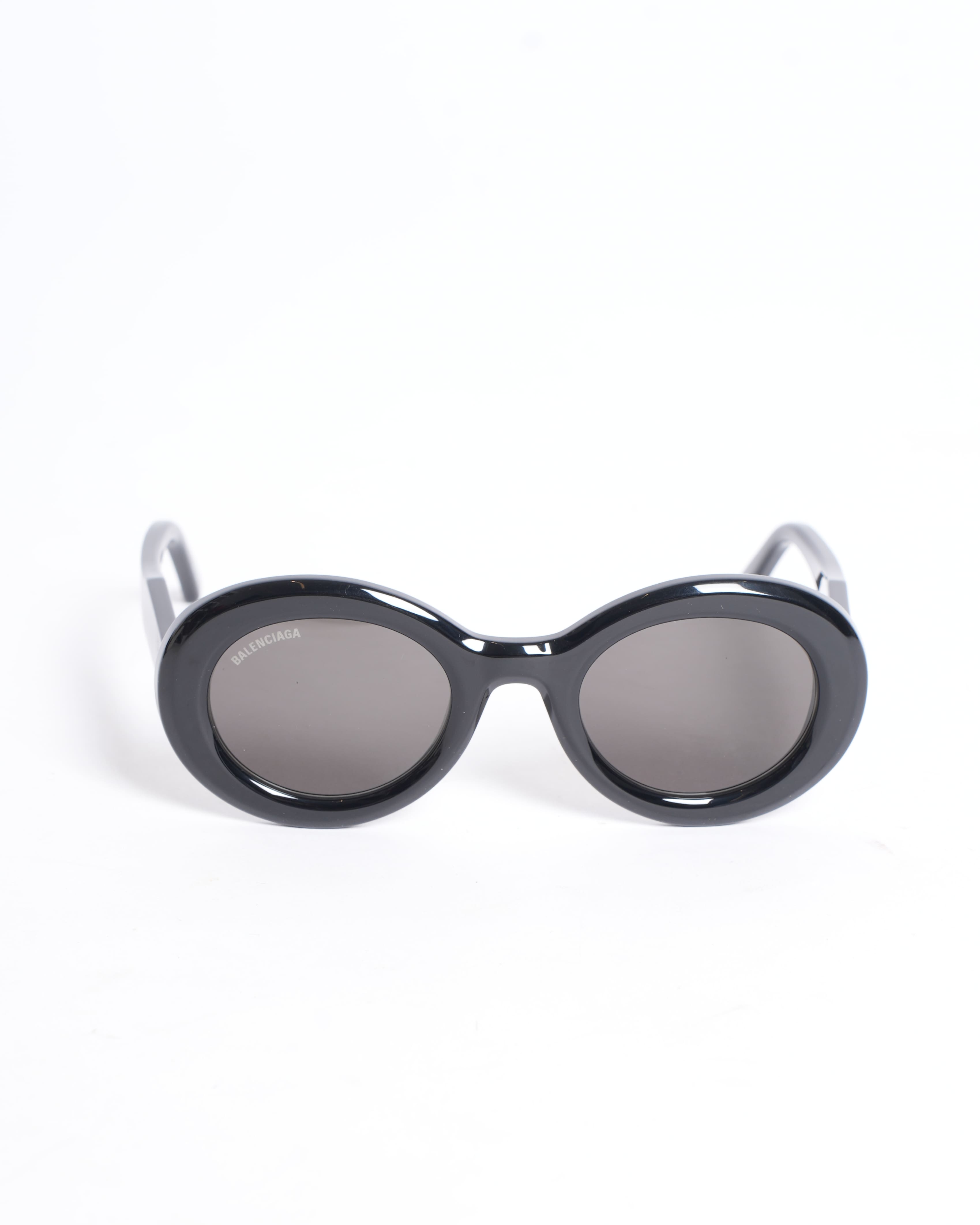New Balenciaga Oval Women's Black Sunglasses