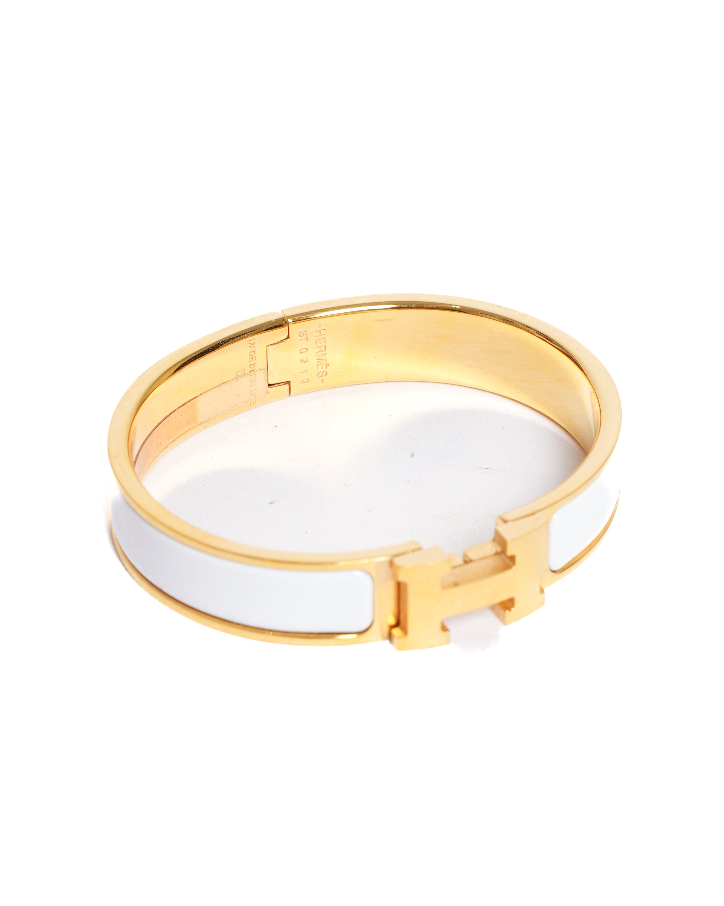 New Hermès Clic H Bracelet in White