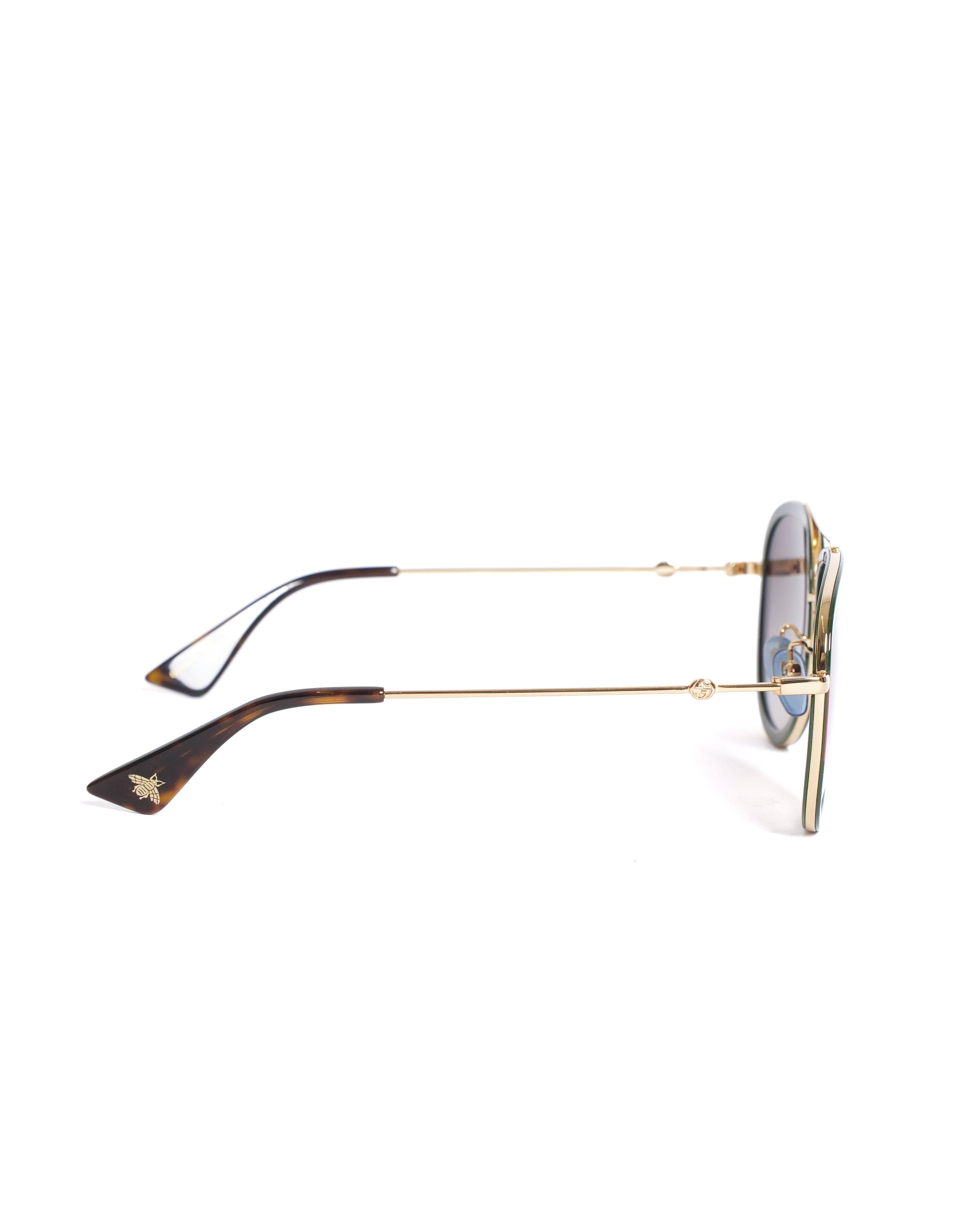 Gucci Red & Green Web Aviator Sunglasses