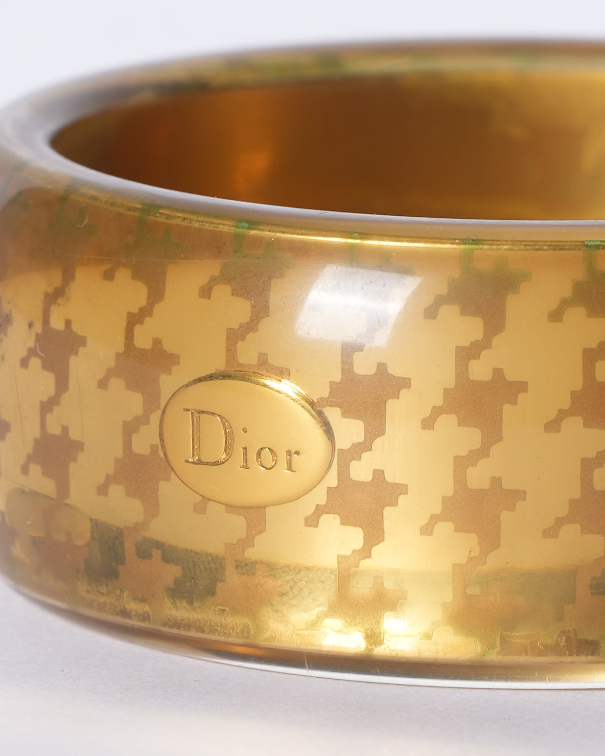 Dior Gold Tone Hounds Tooth Resin Bangle