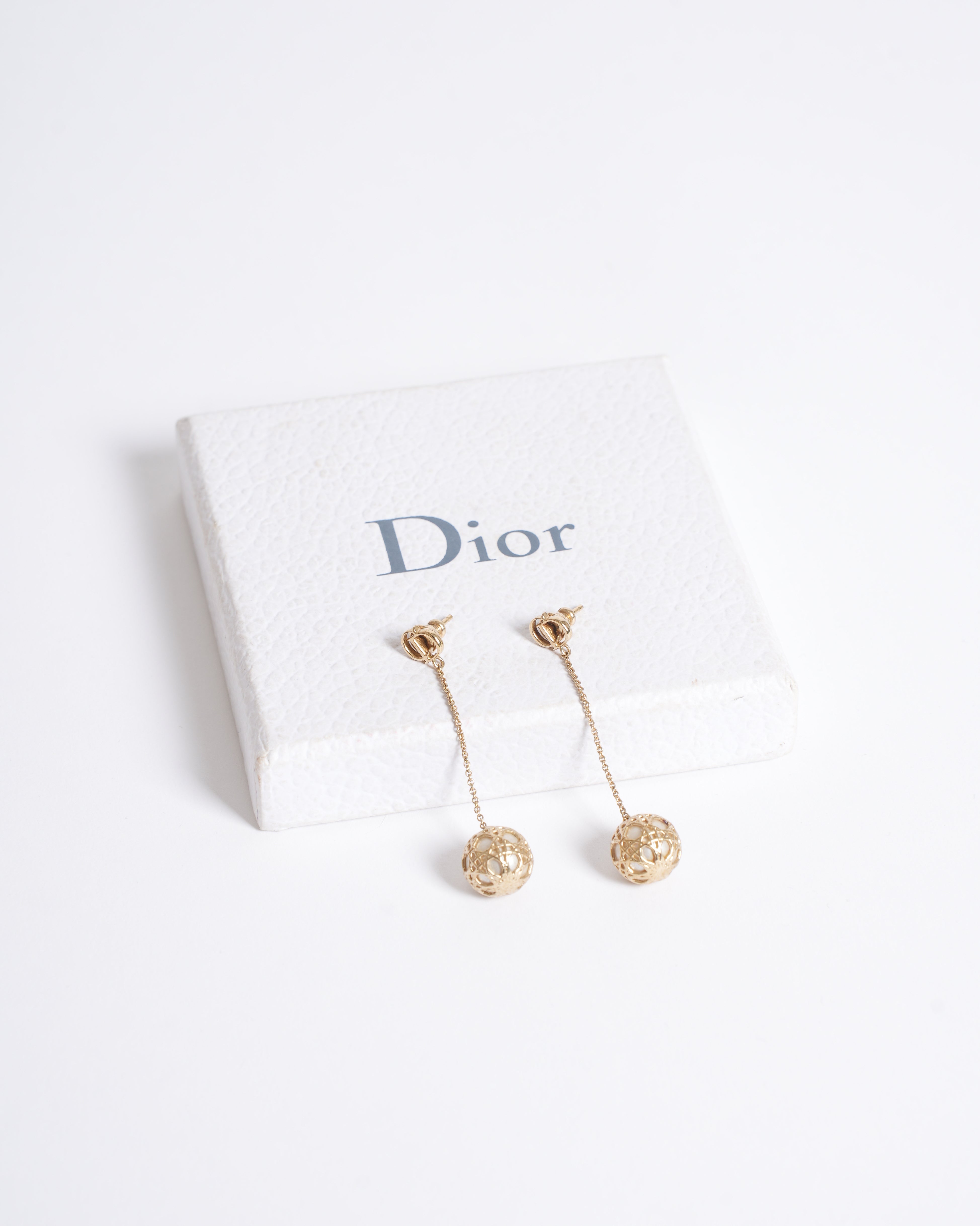 New Dior Secret Cannage ""Mise en Dior"" Drop Earrings