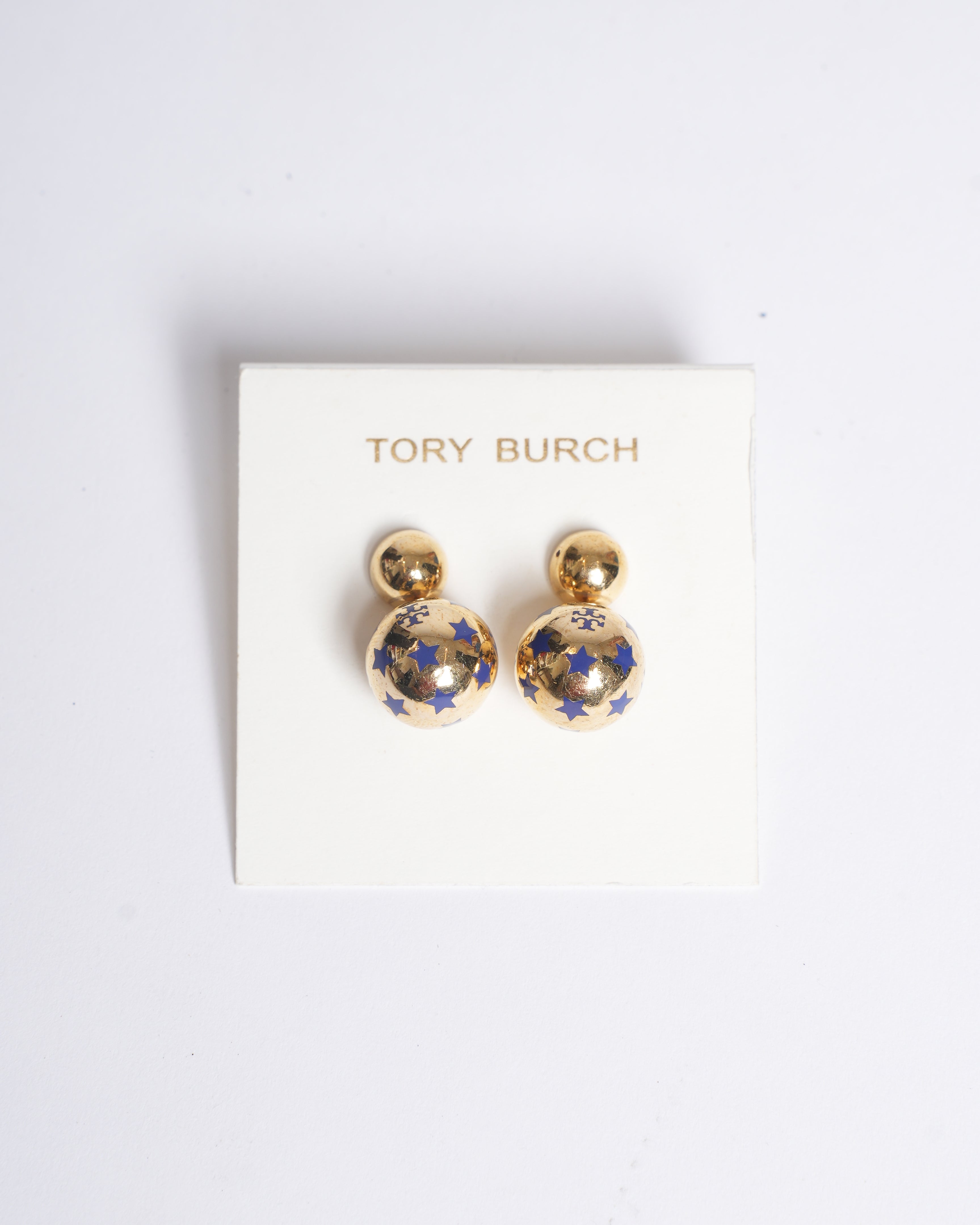 Tory Burch Repeated Stars and Logo Drop Earrings