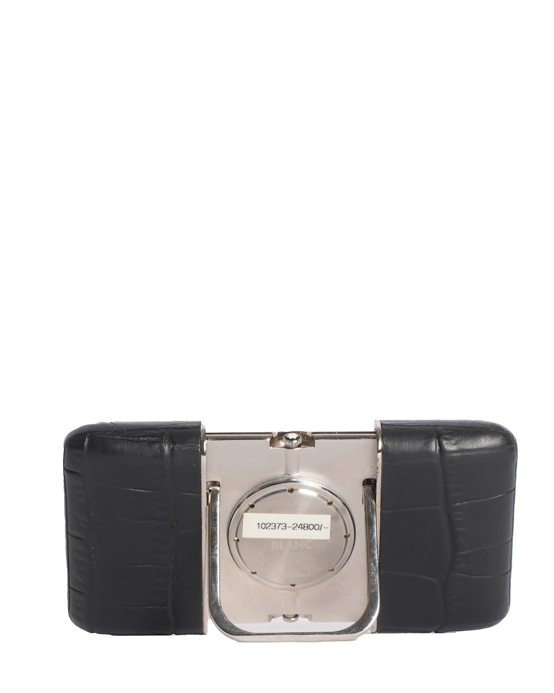 MONTBLANC TRAVEL SLIDING BLACK DIAL LEATHER CASE ALARM POCKET watch