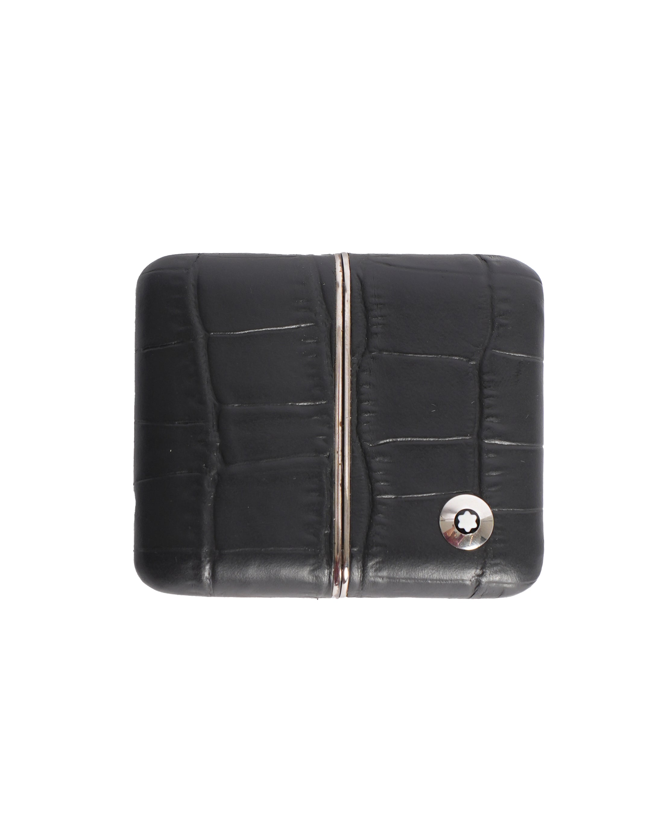MONTBLANC TRAVEL SLIDING BLACK DIAL LEATHER CASE ALARM POCKET watch