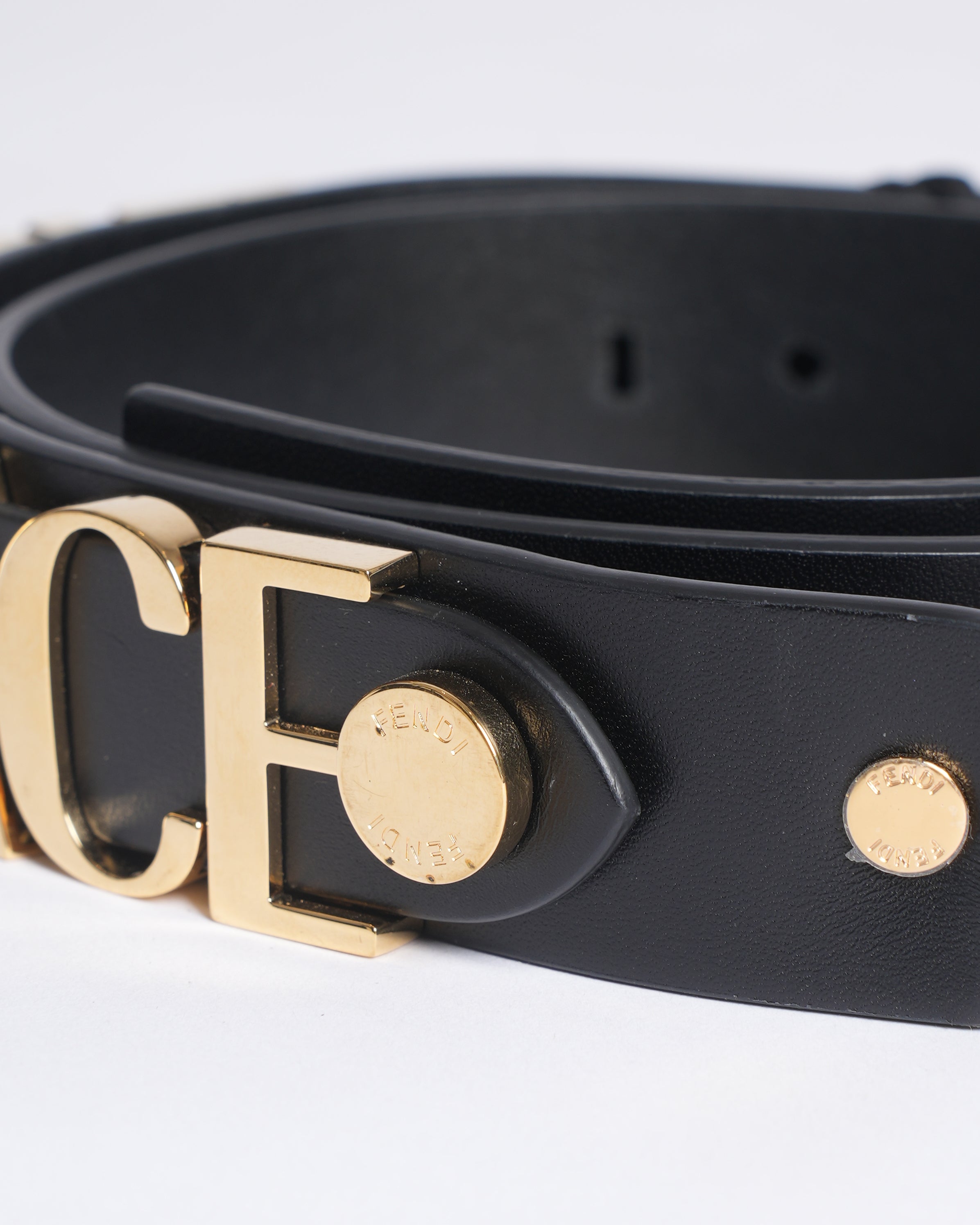 New Fendi x Versace Fendace Women's Calf Leather Logo Lettering Belt