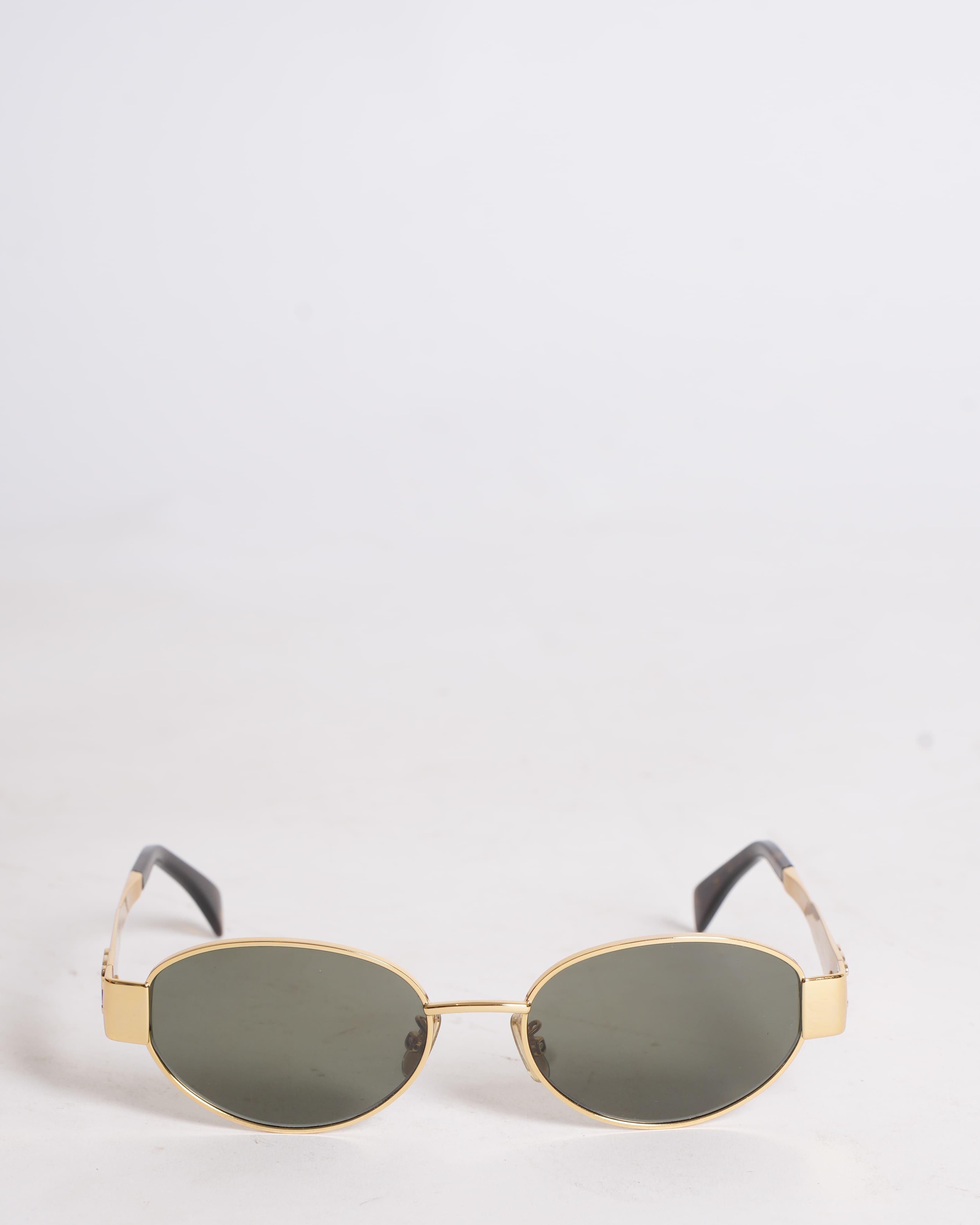 Celine Metal Triomphe Oval Shiny Endura Sunglasses