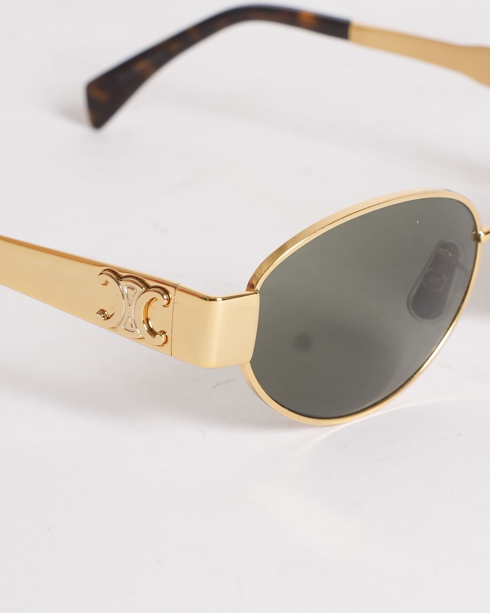 Celine Metal Triomphe Oval Shiny Endura Sunglasses