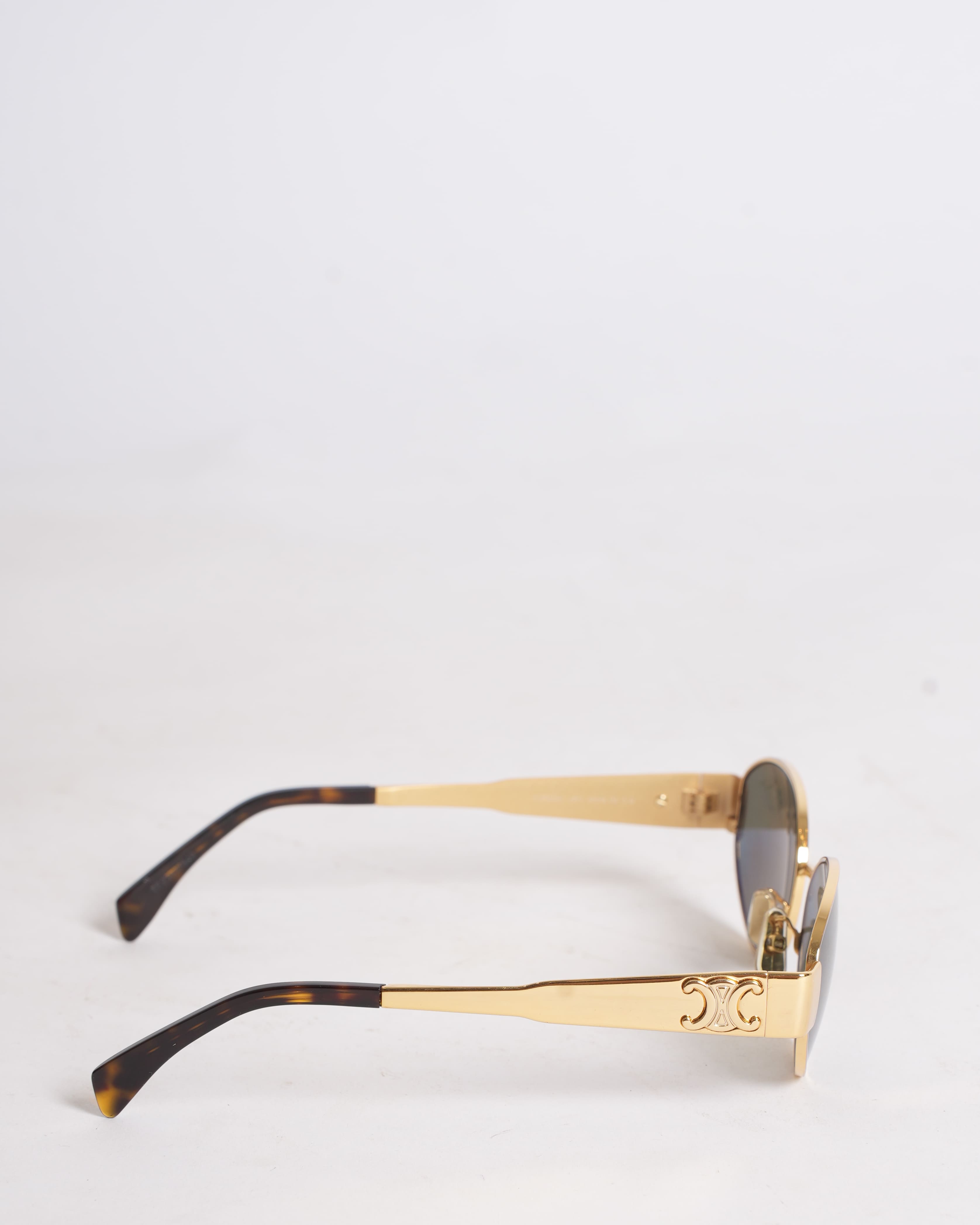 Celine Metal Triomphe Oval Shiny Endura Sunglasses