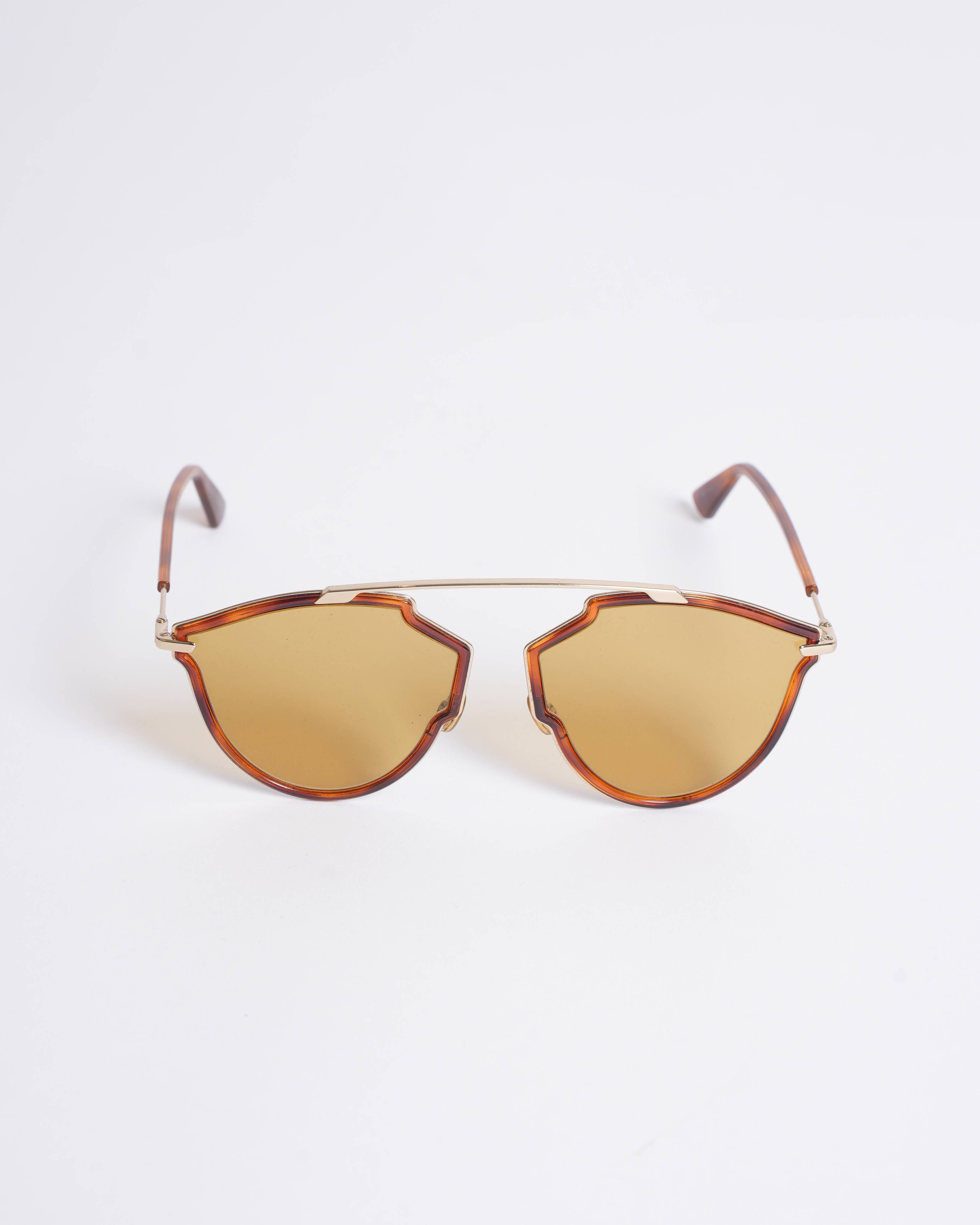 Christian dior goldtone metal tortoise so real rise sunglasses