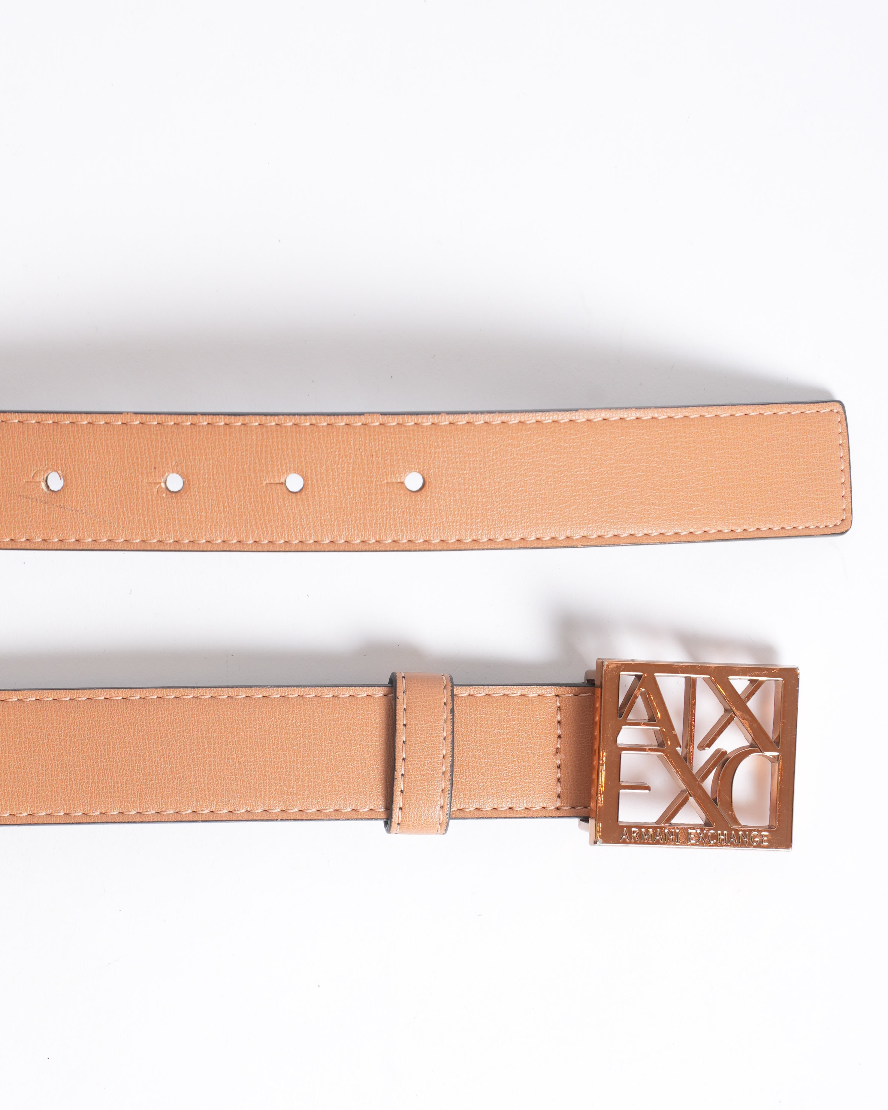 Armani Exchange Square AX Logo Buckle Belt