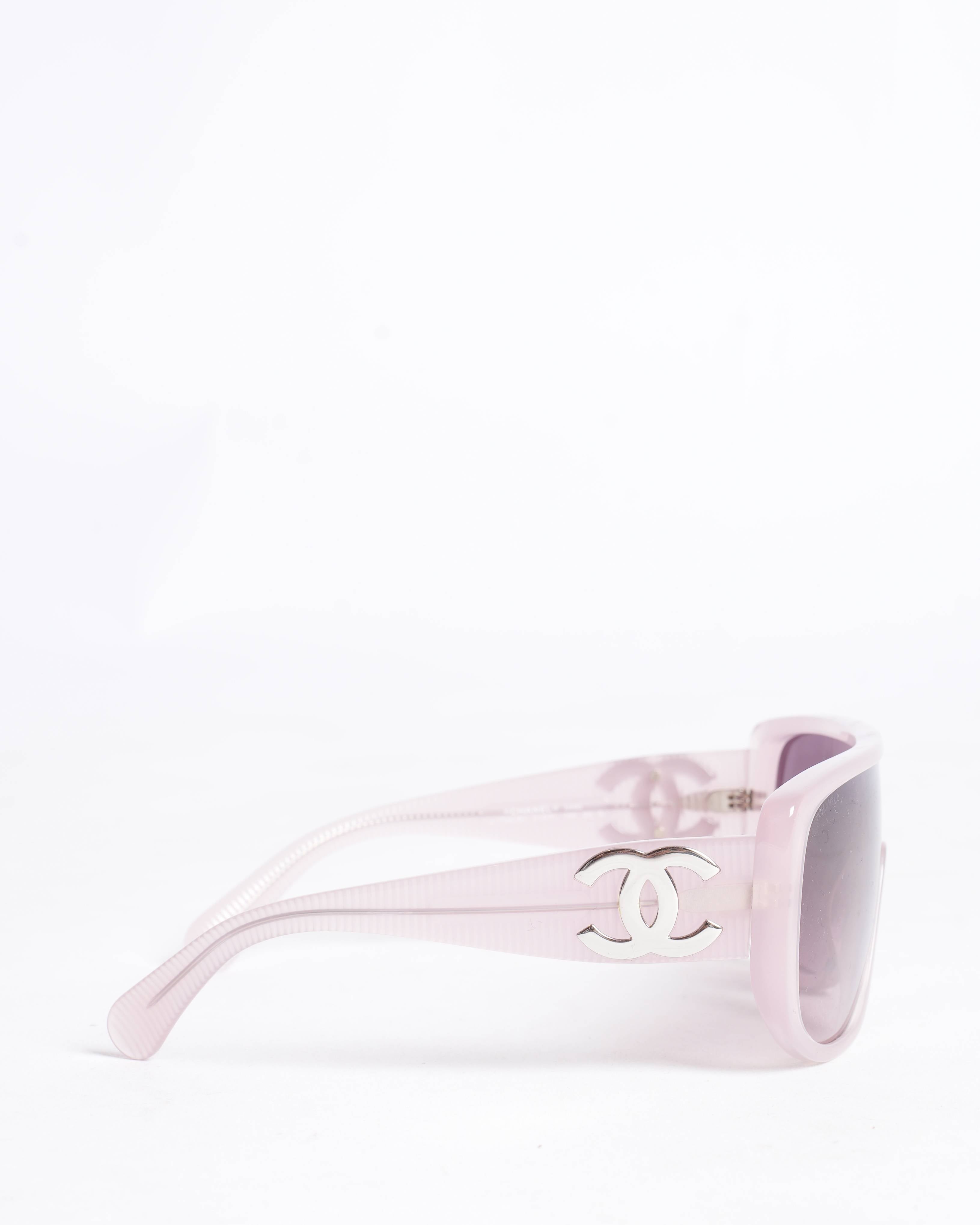 Chanel Women's Wide Lense Recycled Metal Sunglasses In Pink Frame