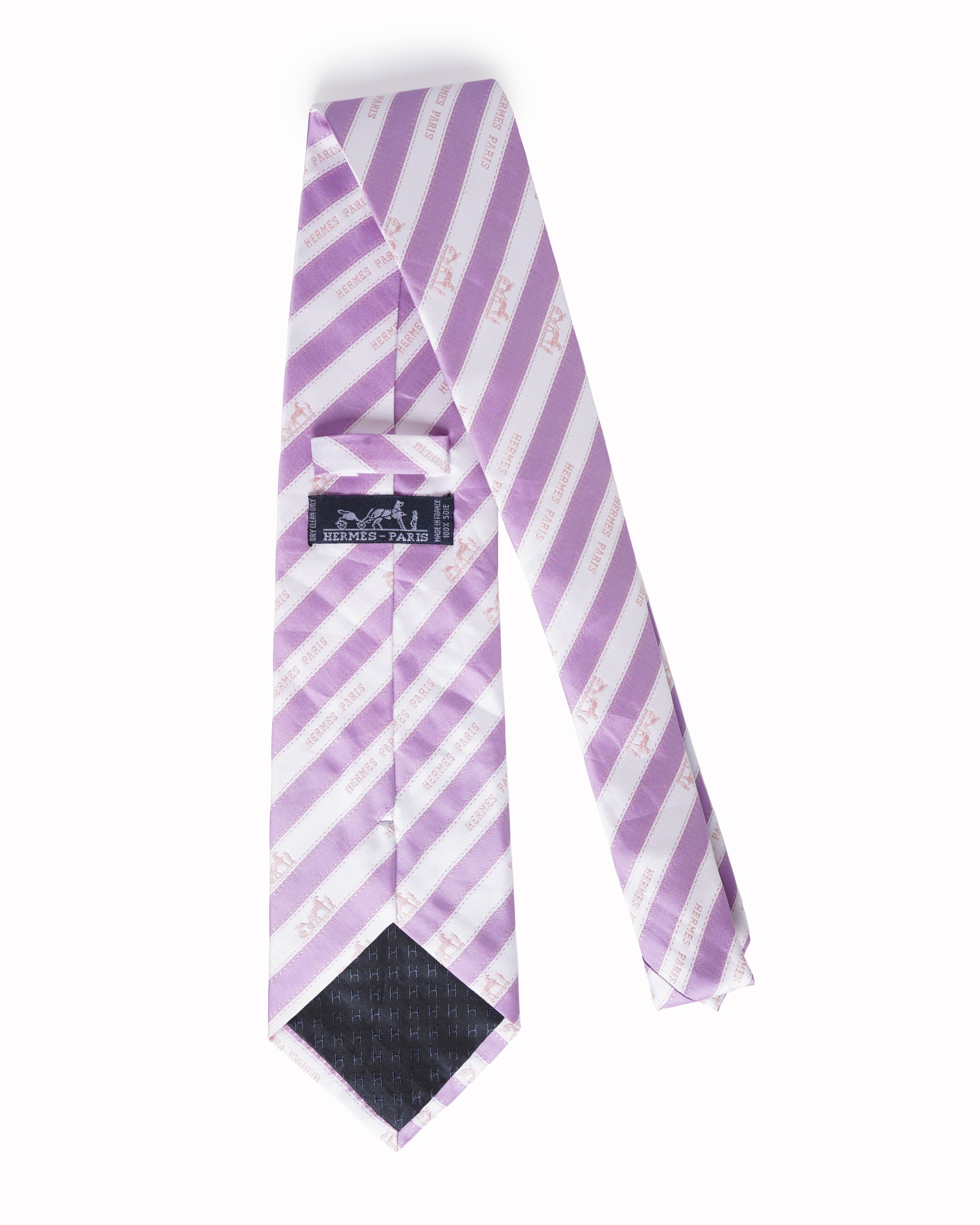 Hermès purple and white striped tie