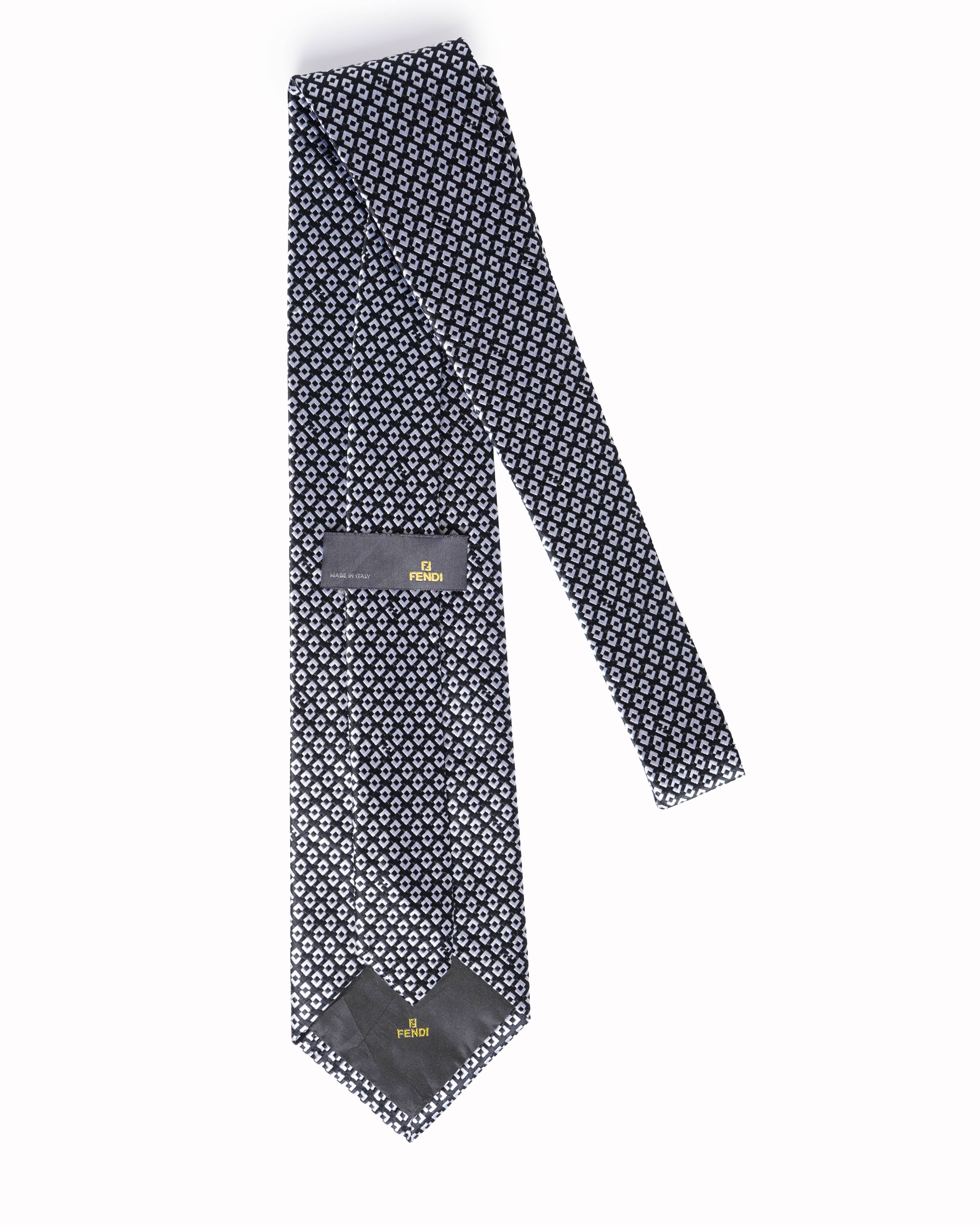 Fendi black and white FF monogram tie