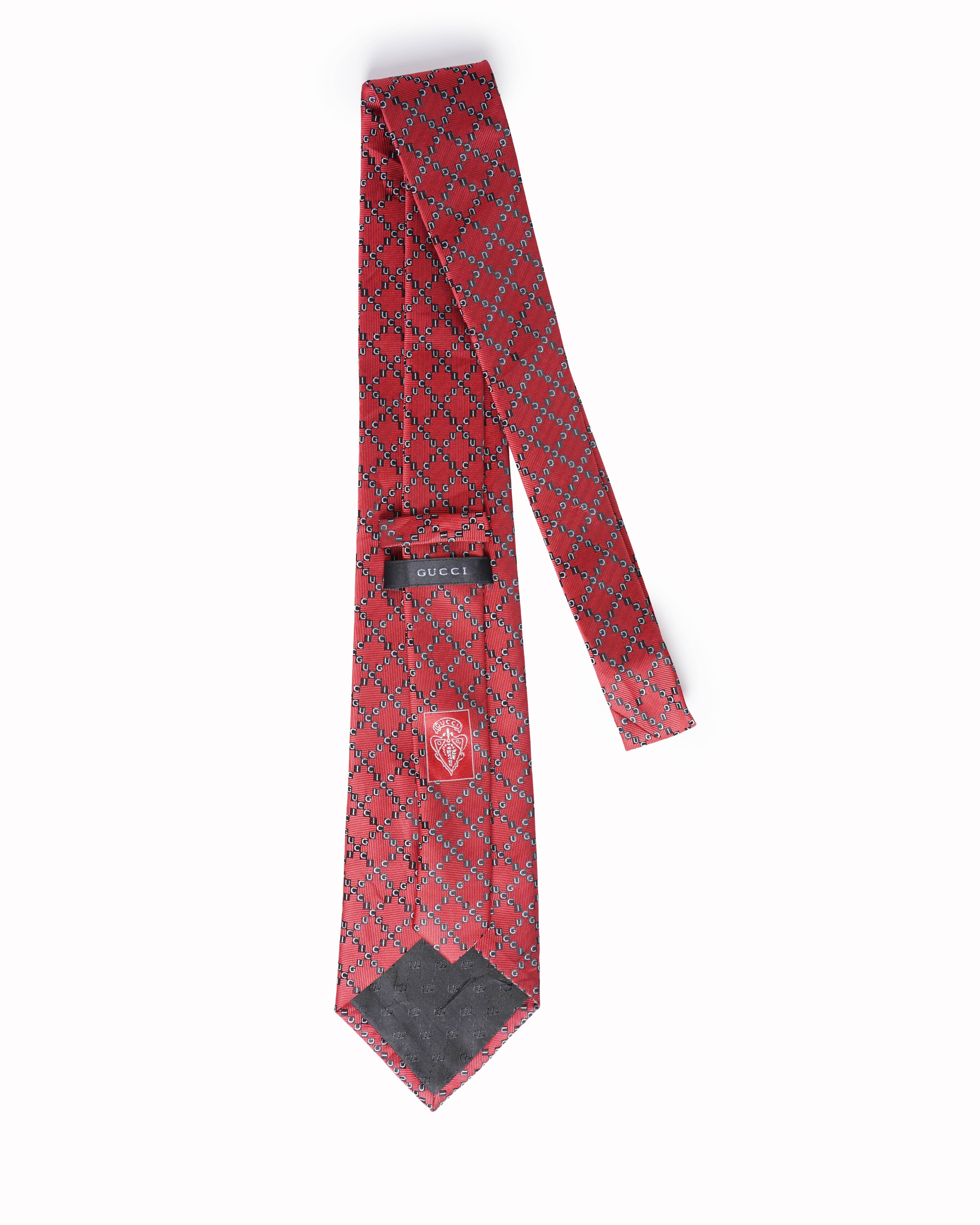 Gucci red crisscross logo tie