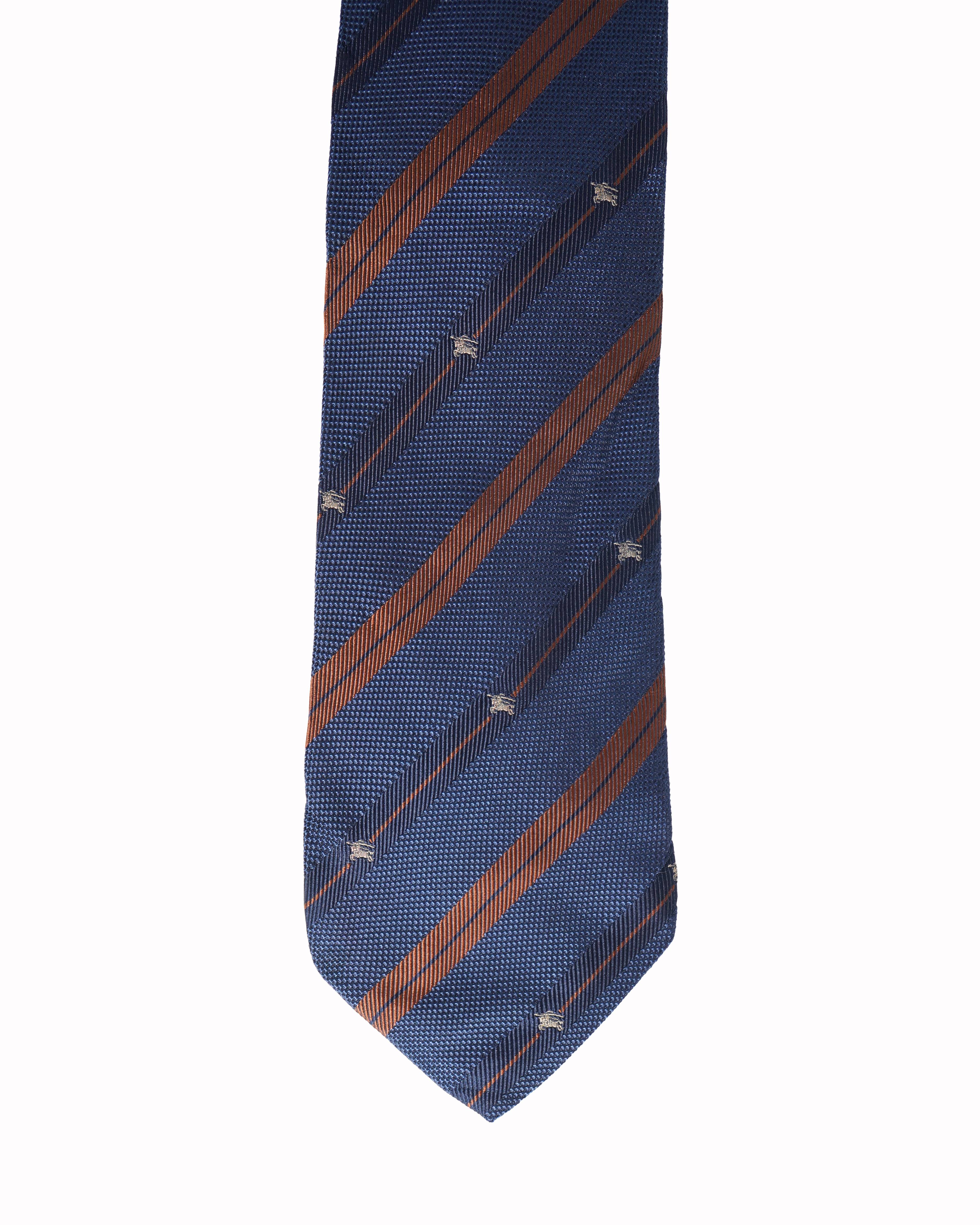 Burberry brown and blue striped tie