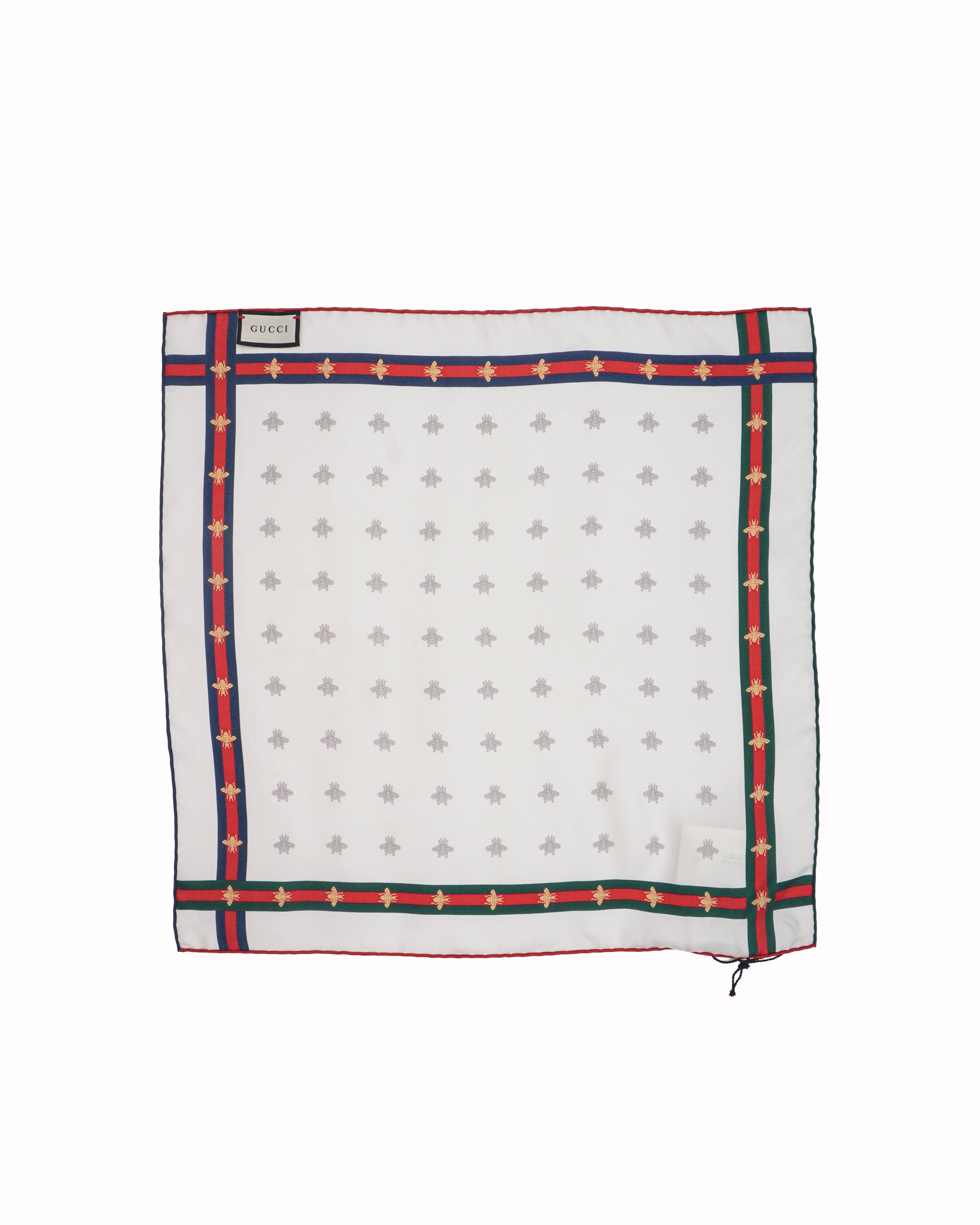 Gucci Bee Pattern Silk Pocket Square