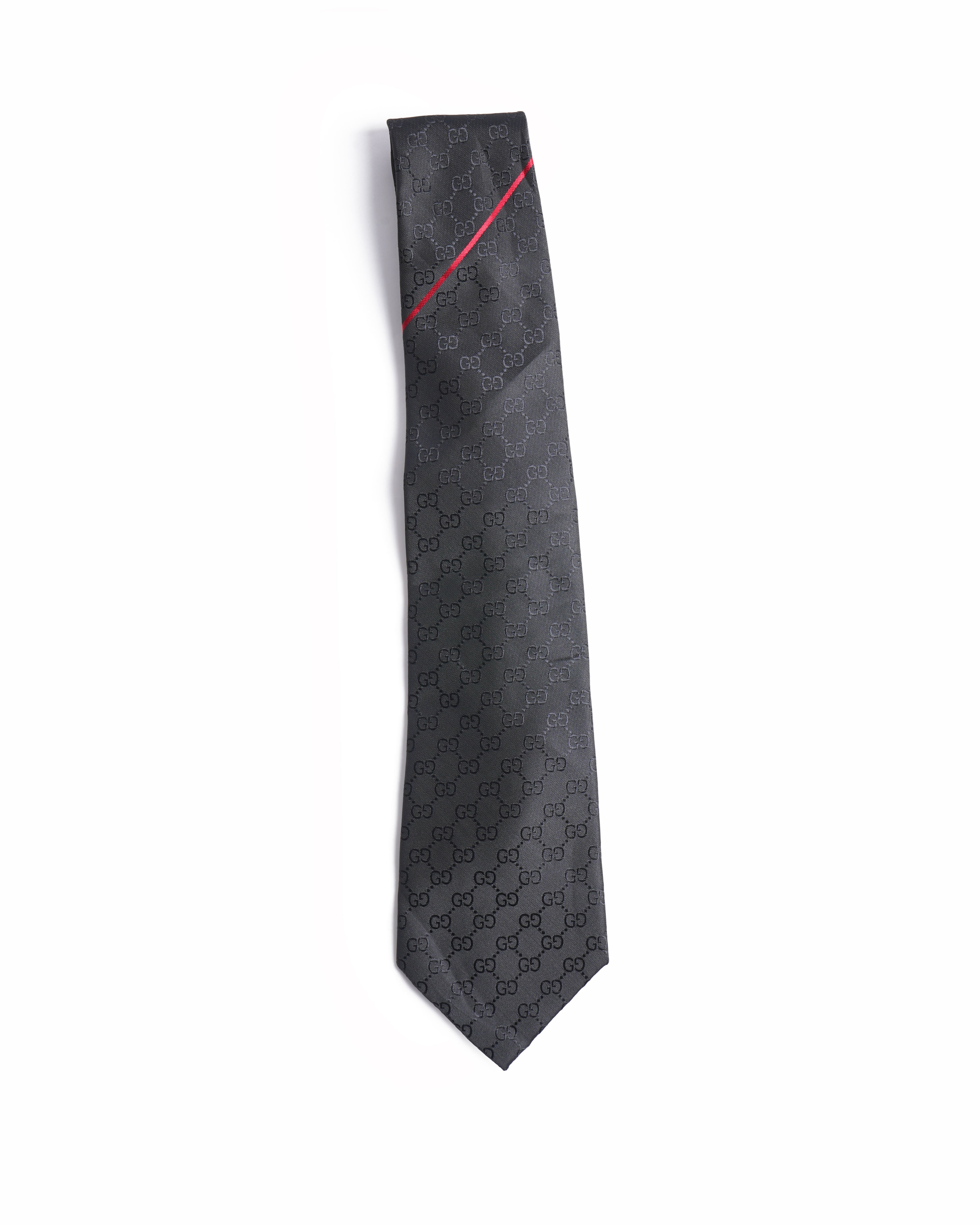 Gucci Black GG Supreme Monogram Silk Tie