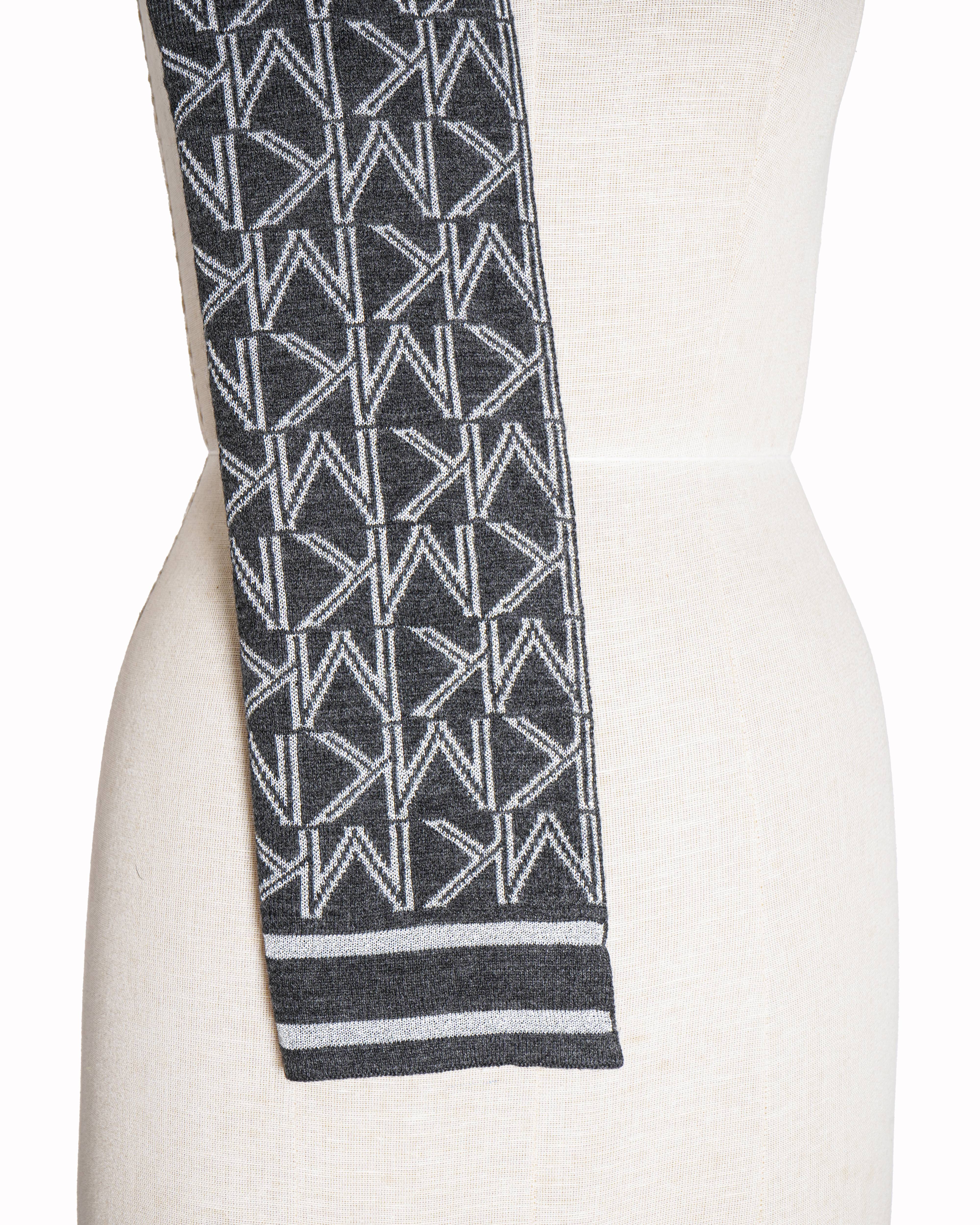 Michael Kors MK Logo Black Metallic Silver Reversible Signature Scarf