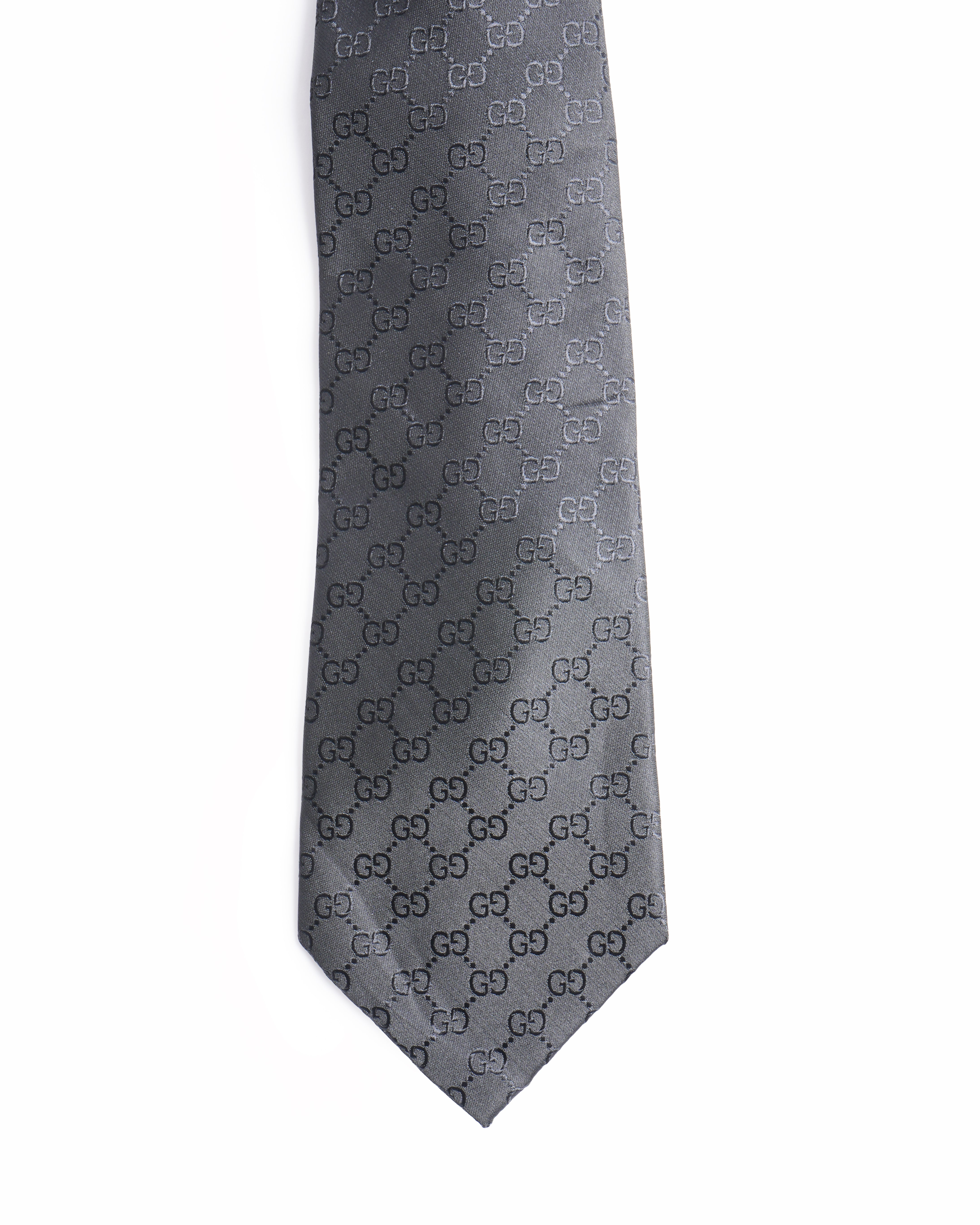 Gucci Black GG Supreme Monogram Silk Tie