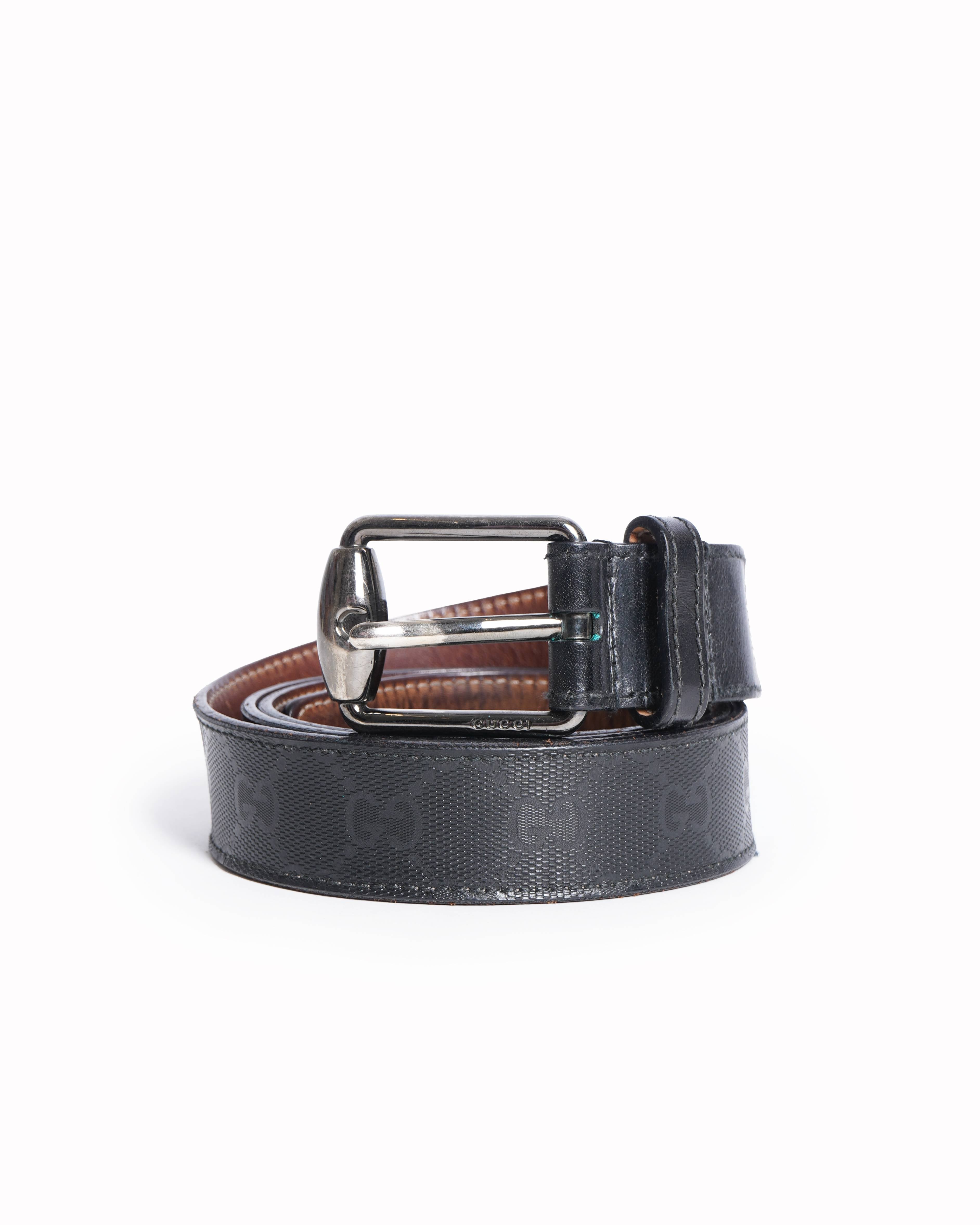Gucci Black GG Supreme Canvas Monogram Belt