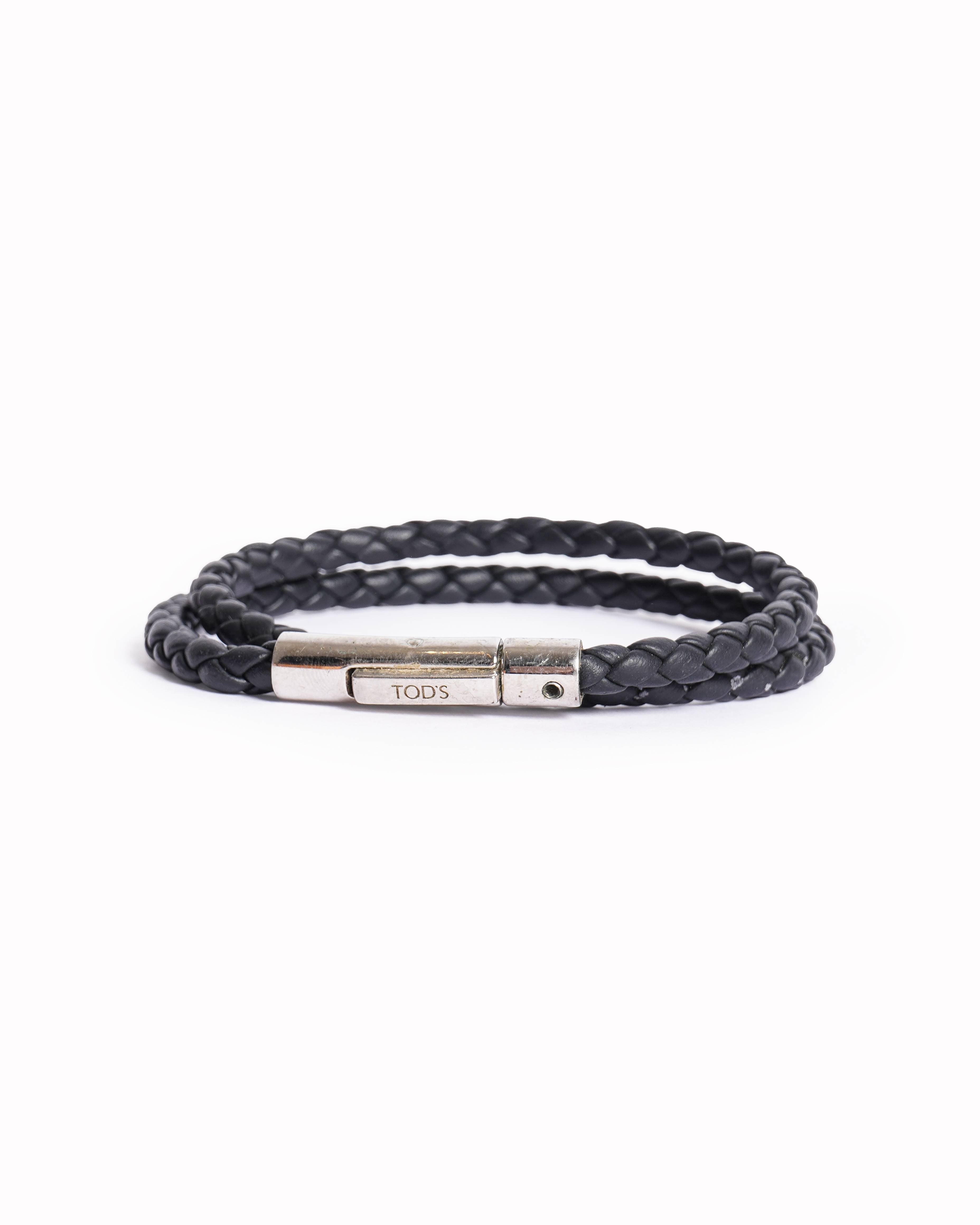 Tod's Black Leather My Colors Bracelet