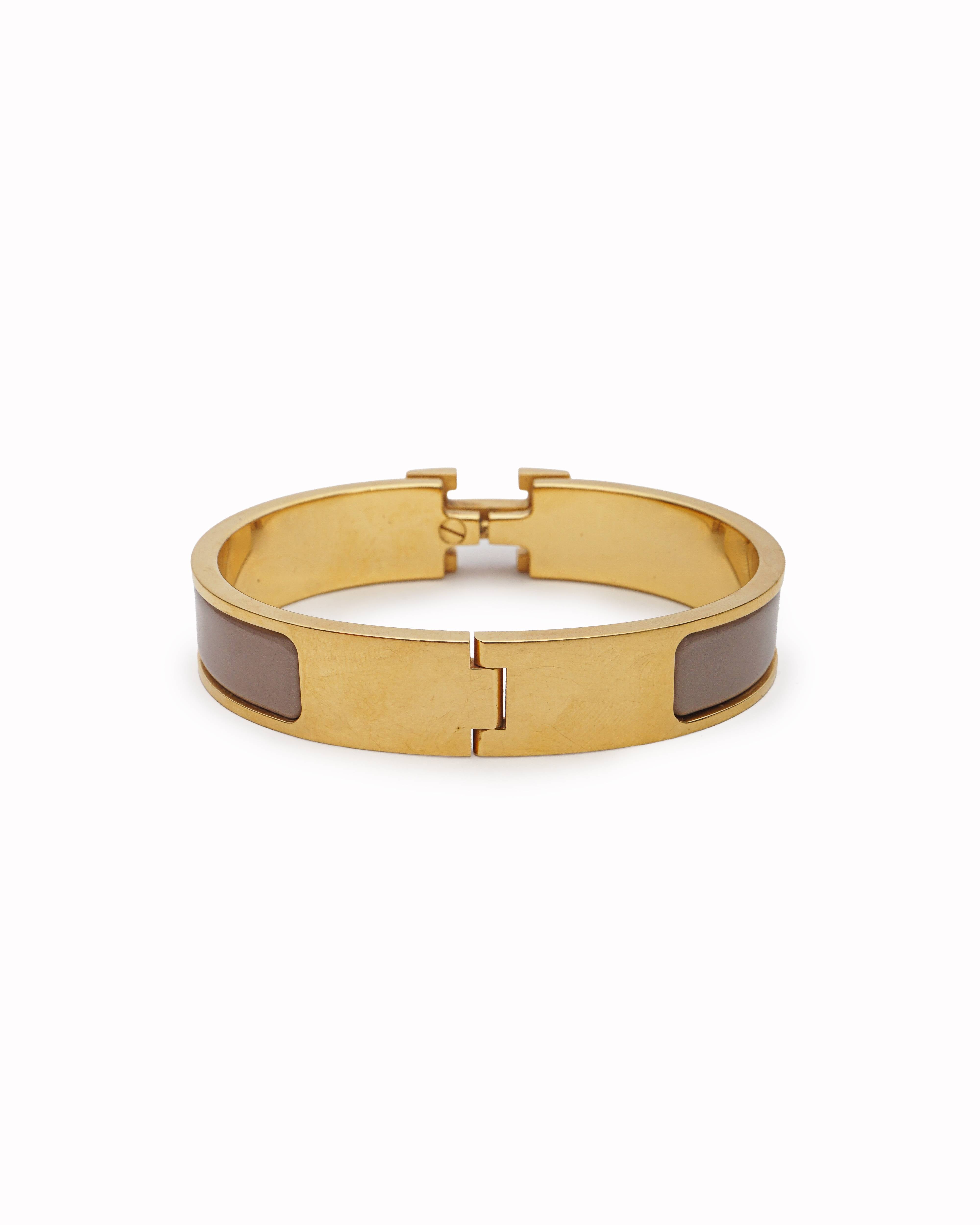 Hermès Gold-Plated Enamel Narrow Clic H Bracelet