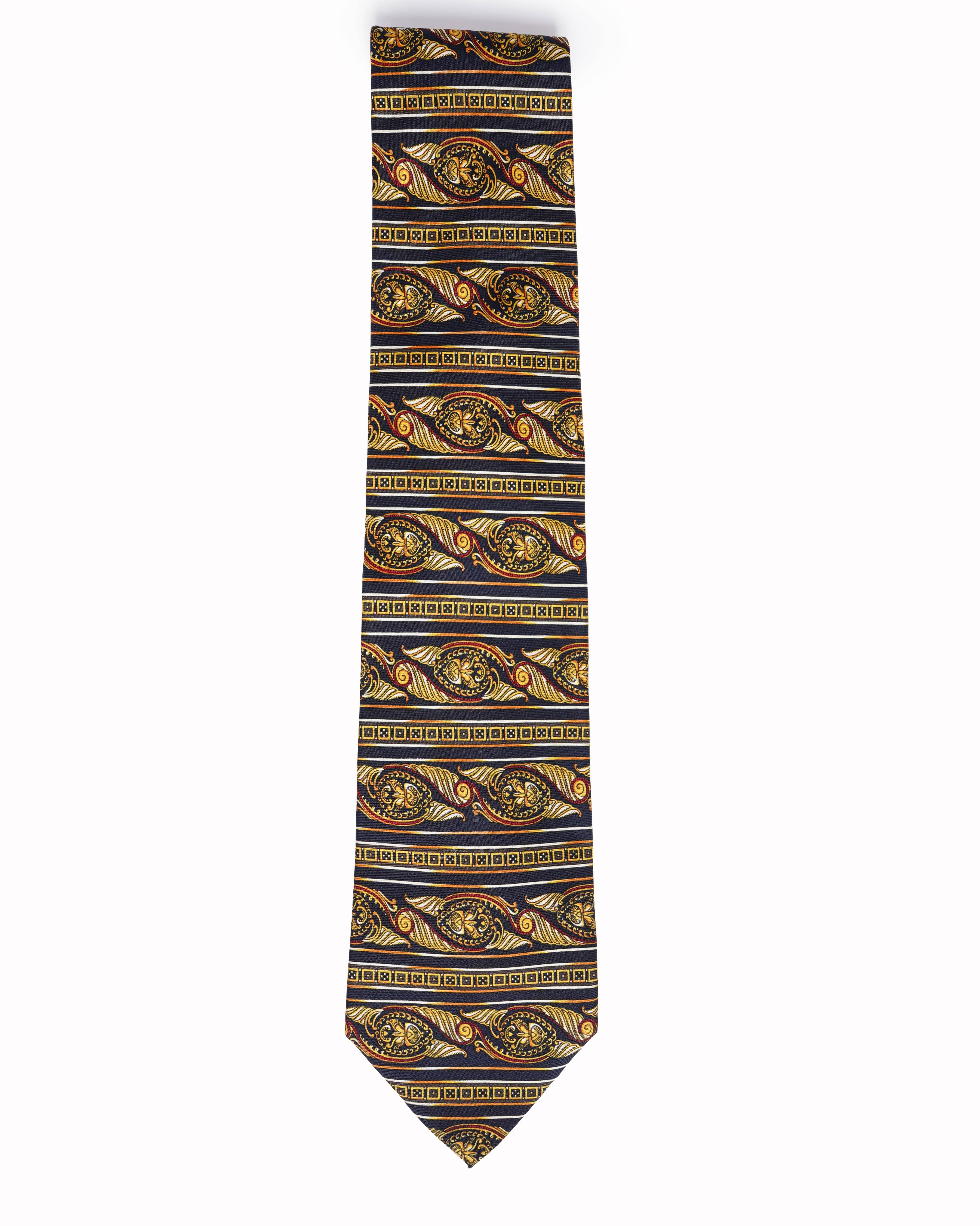 Versace Blue and Gold baroque tie