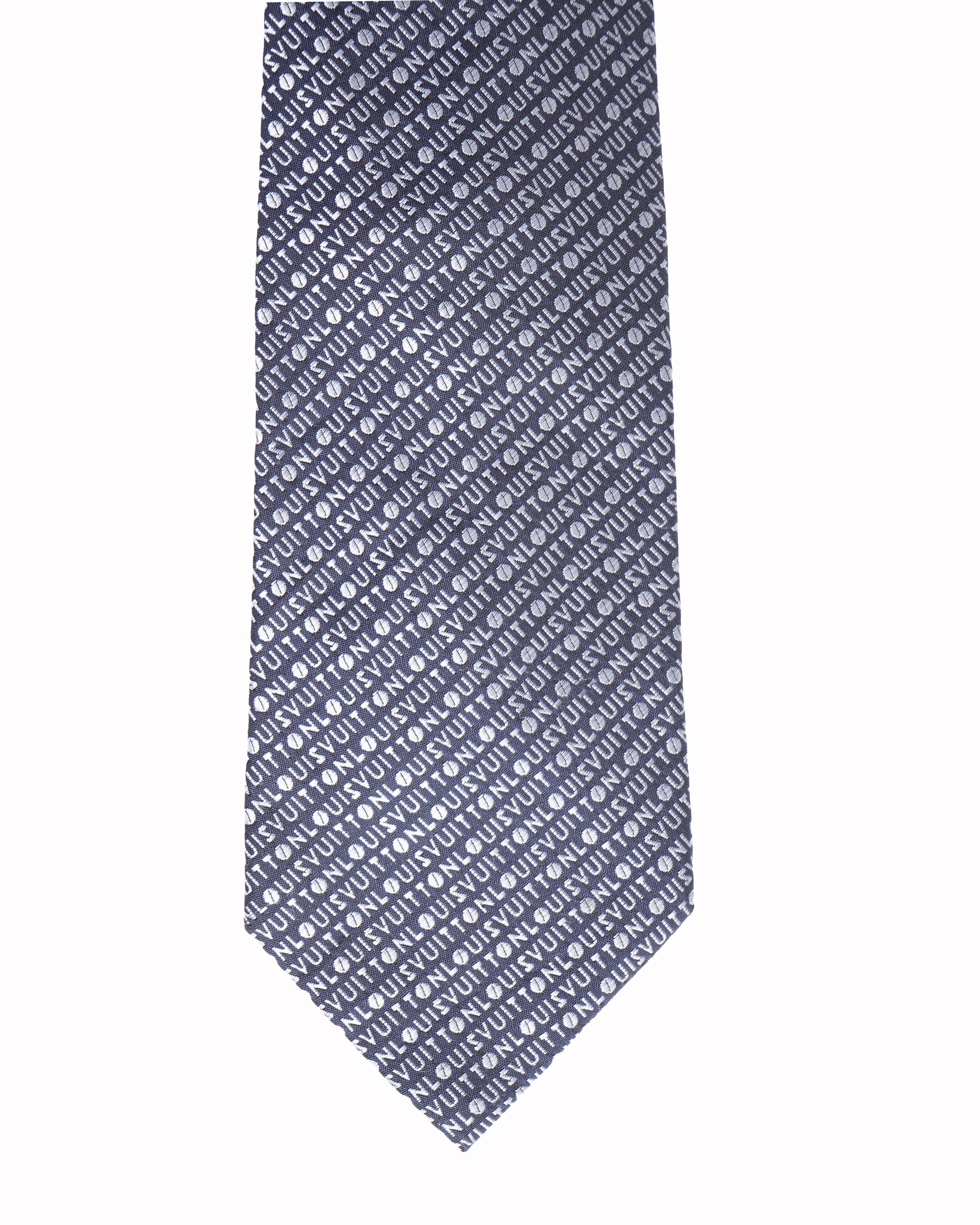 Louis Vuitton Navy Blue with white Logo Script tie