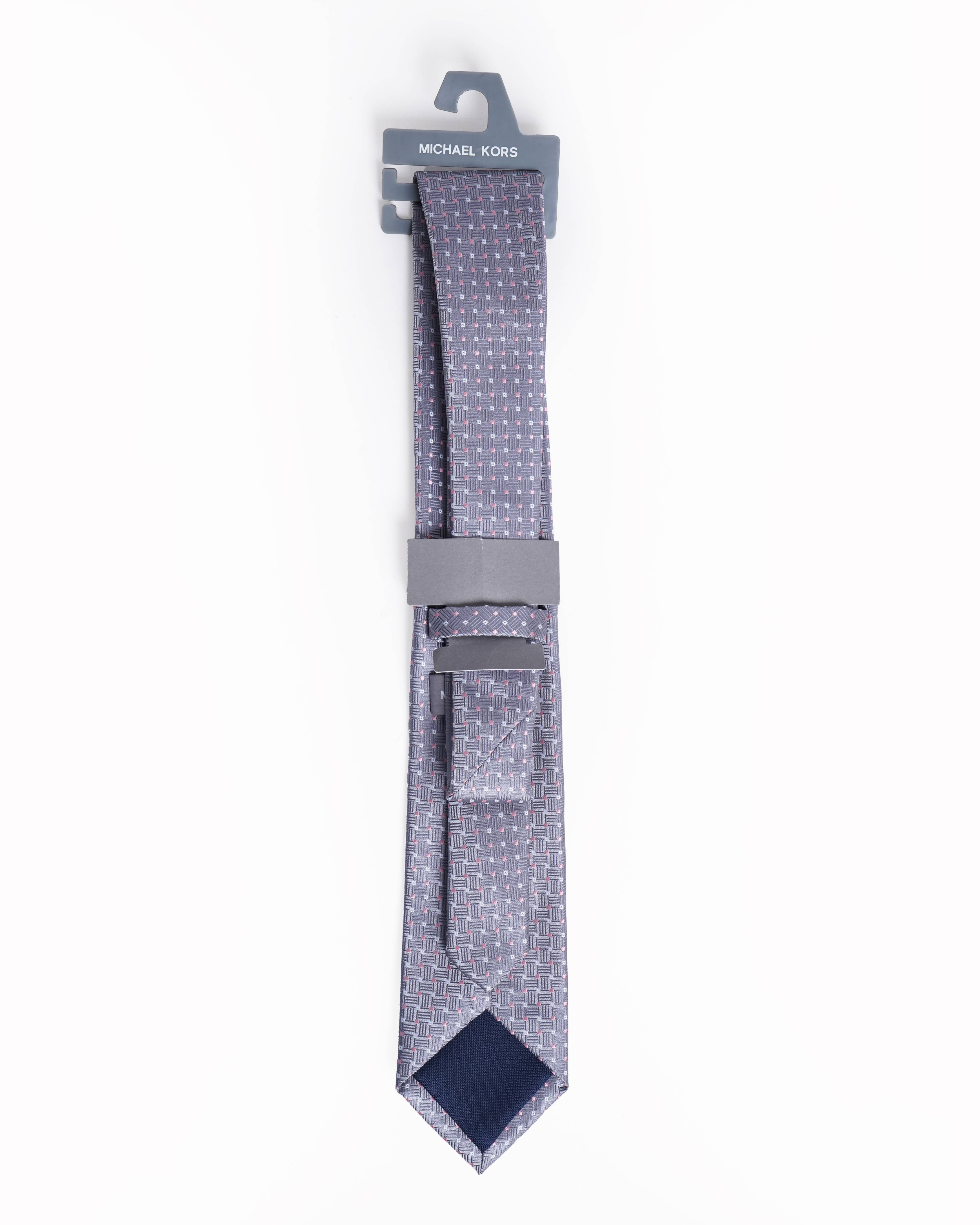 Michael Kors Grey Geometric Micro-Square Pattern Tie