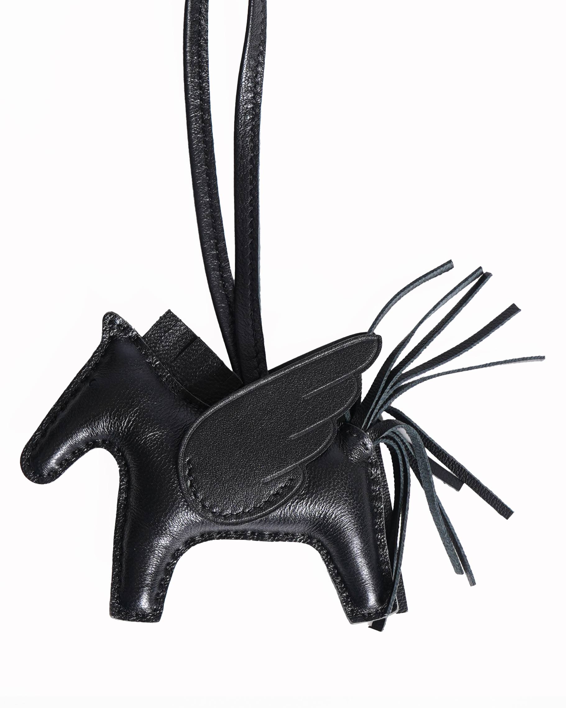 Hermès Rodeo Pegase Black Charm In Milo Lambskin & Swift Calfskin